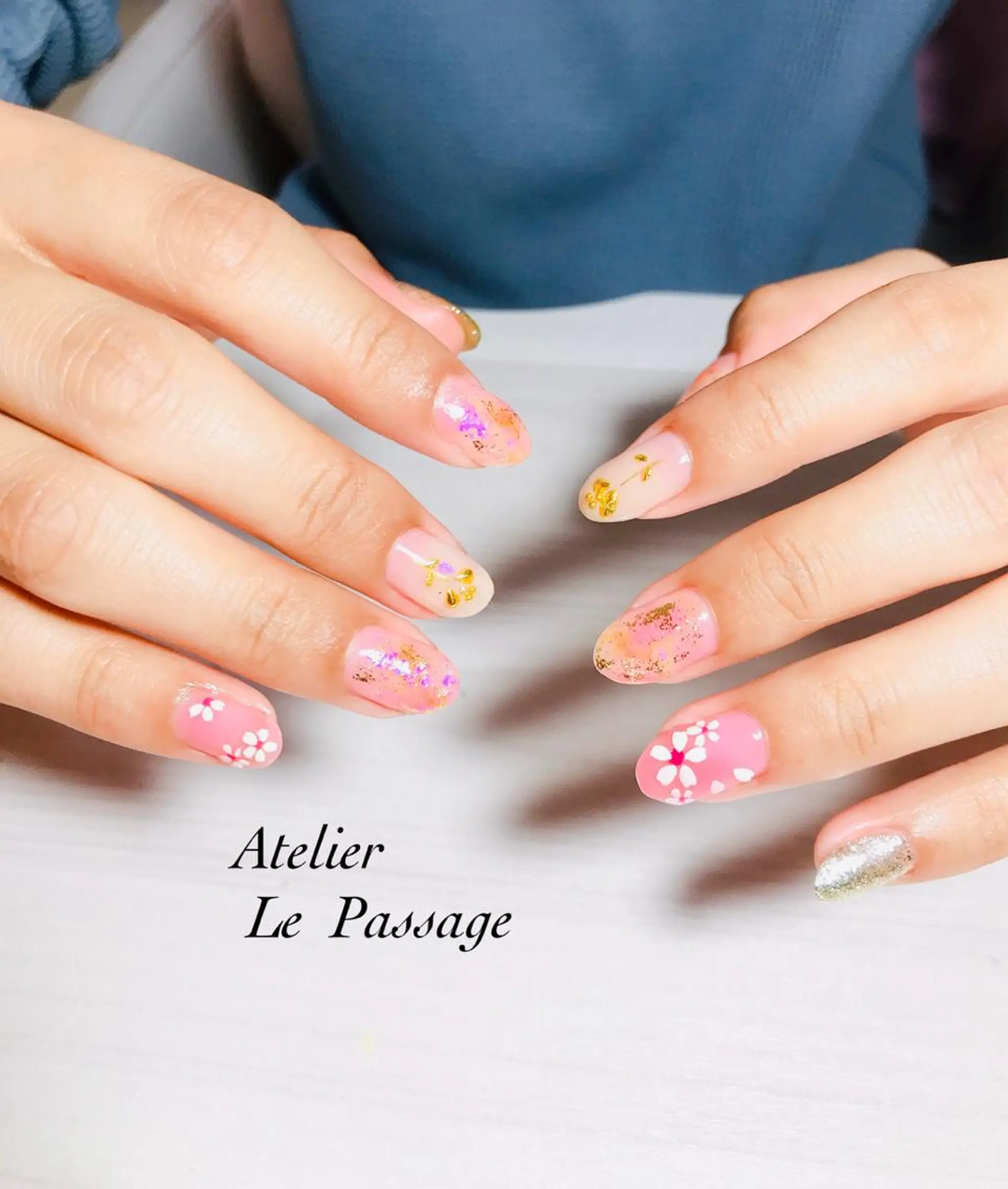 ネイル 桜ネイル 入学式 フラワーネイル ジェルネイル パラジェル Atelier Le Passage所属・h nakatsukaのネイルデザイン