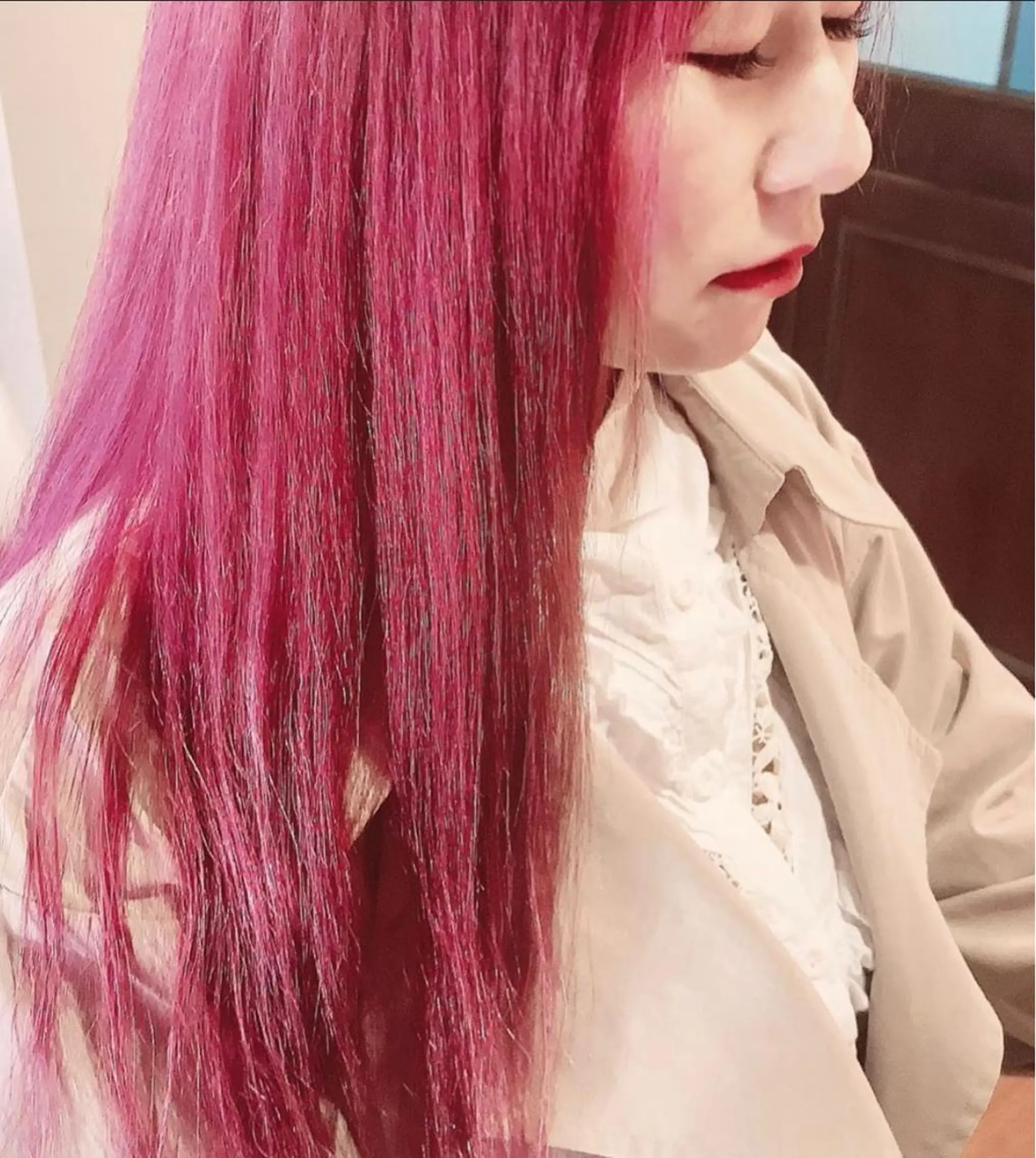 セミロング カラー ダブルカラー ピンクカラー ローズカラー hair salonyuri所属・ヘアサロンユリ もりたきょうこのヘアスタイル