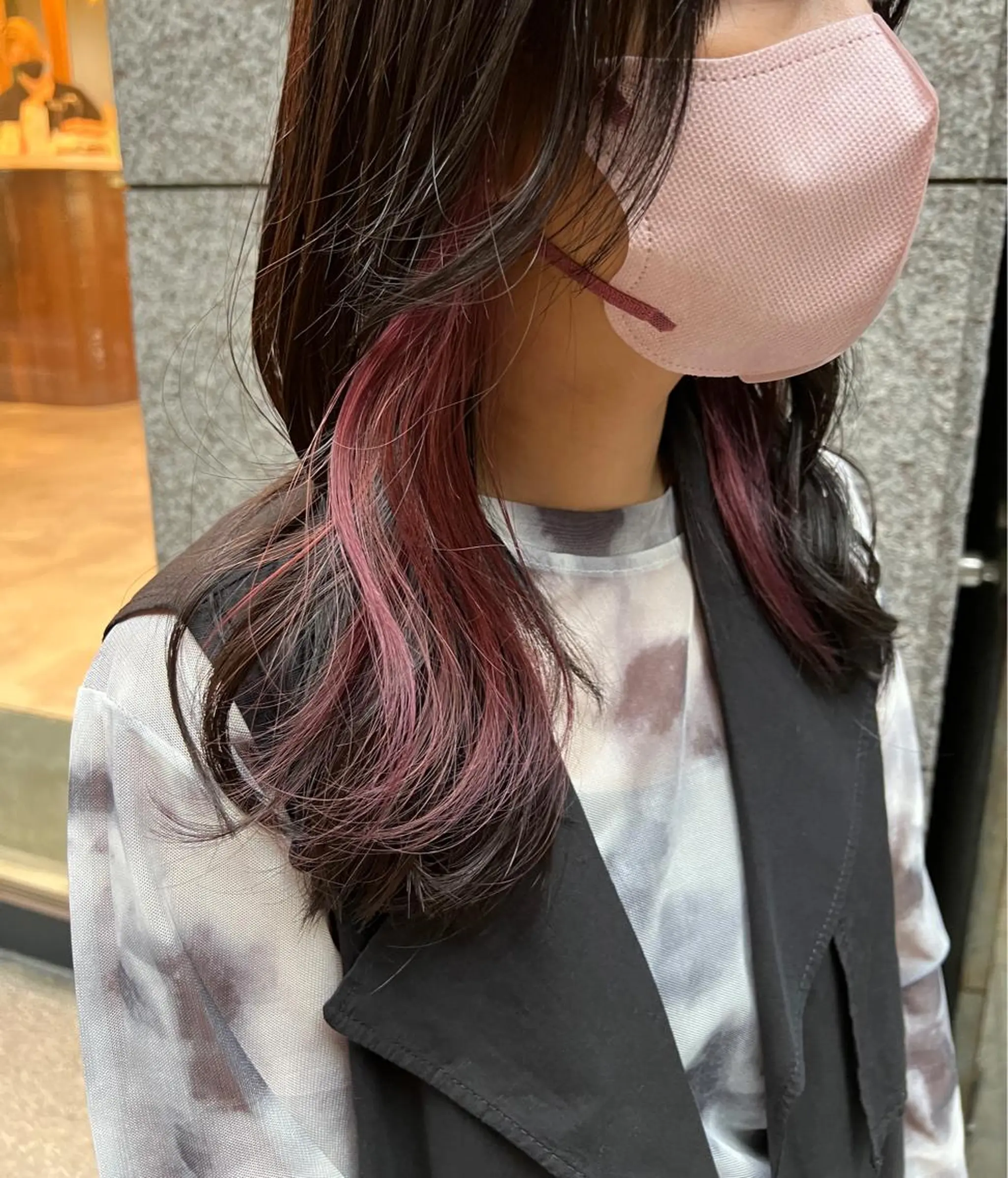 ロング カラー イヤリングカラー ラベンダーカラー ラベンダーピンク ピンクカラー ノイシキ サキのヘアスタイル