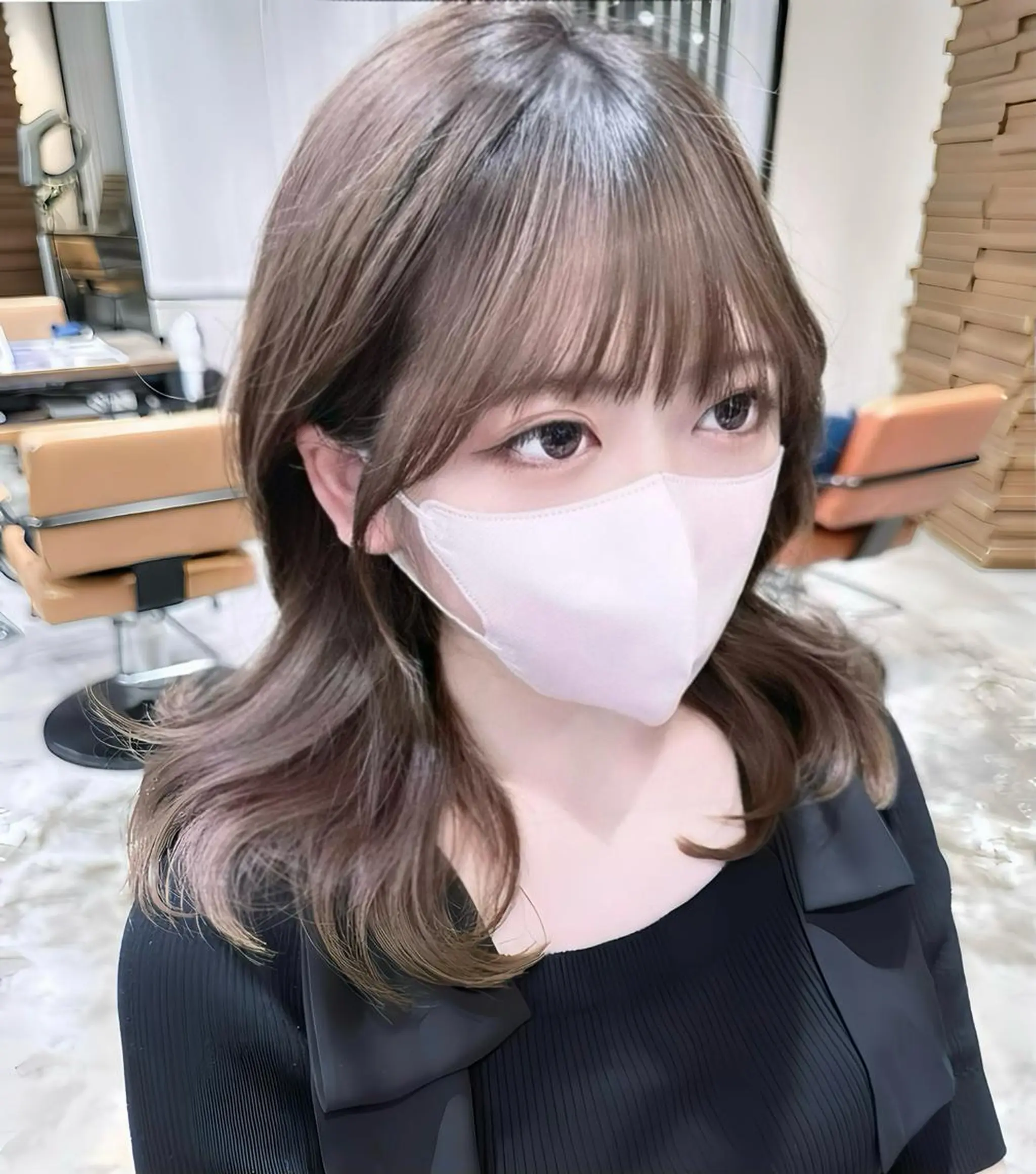ミディアム 小顔カット カット トリートメント 似合わせ/レイヤー /顔まわり/池田歩樹のヘアスタイル