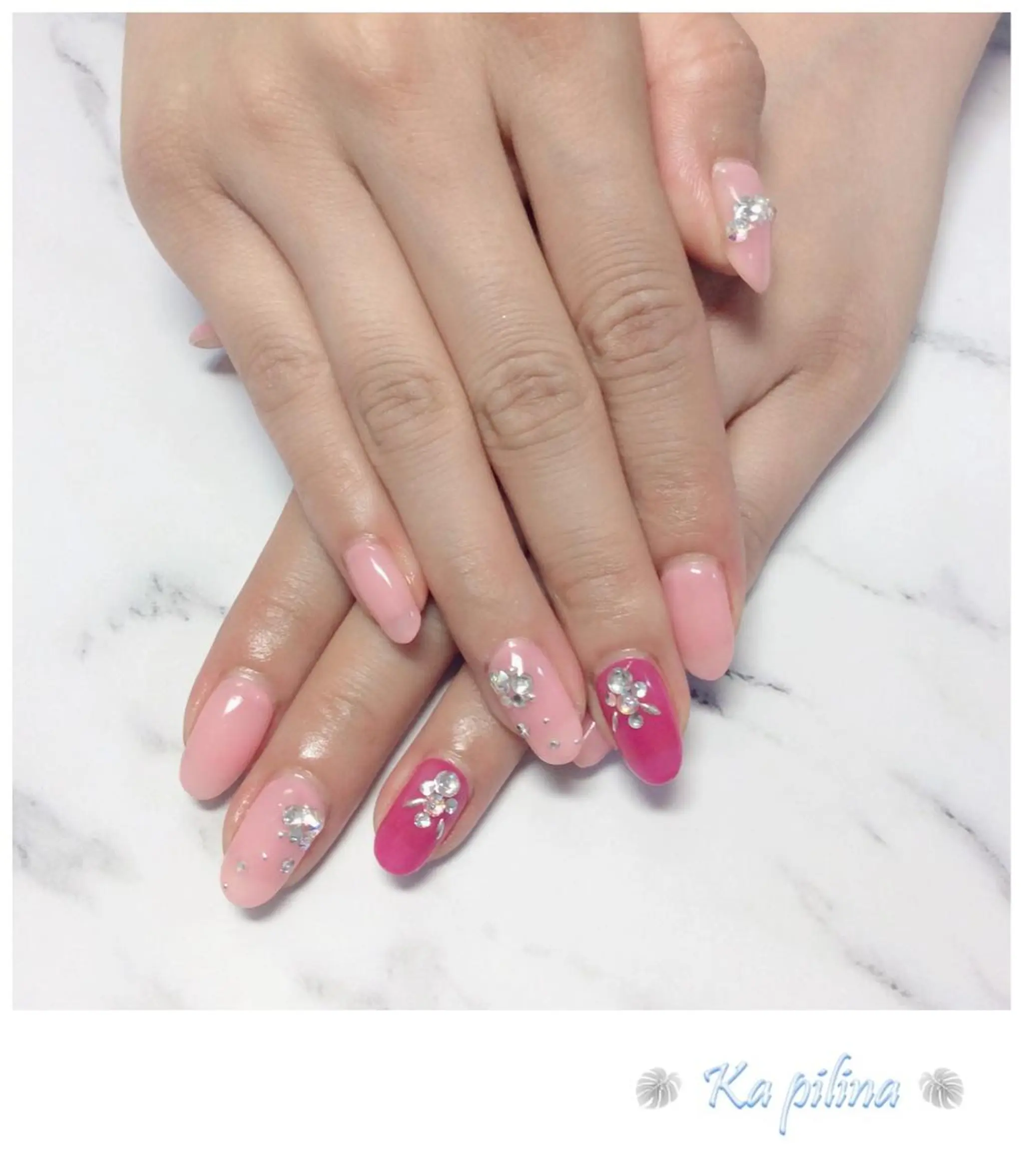 ネイル オフィスネイル ピンク シンプルネイル Nail salon Ka pilinaのネイルデザイン