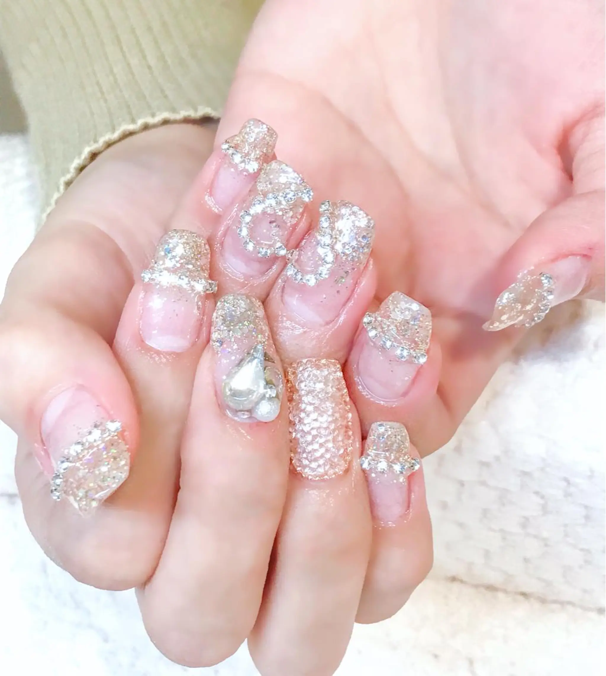 ネイル ジェルネイル グラデーション ハート キラキラネイル ラメ(グリッター) Nyanco Nailのネイルデザイン