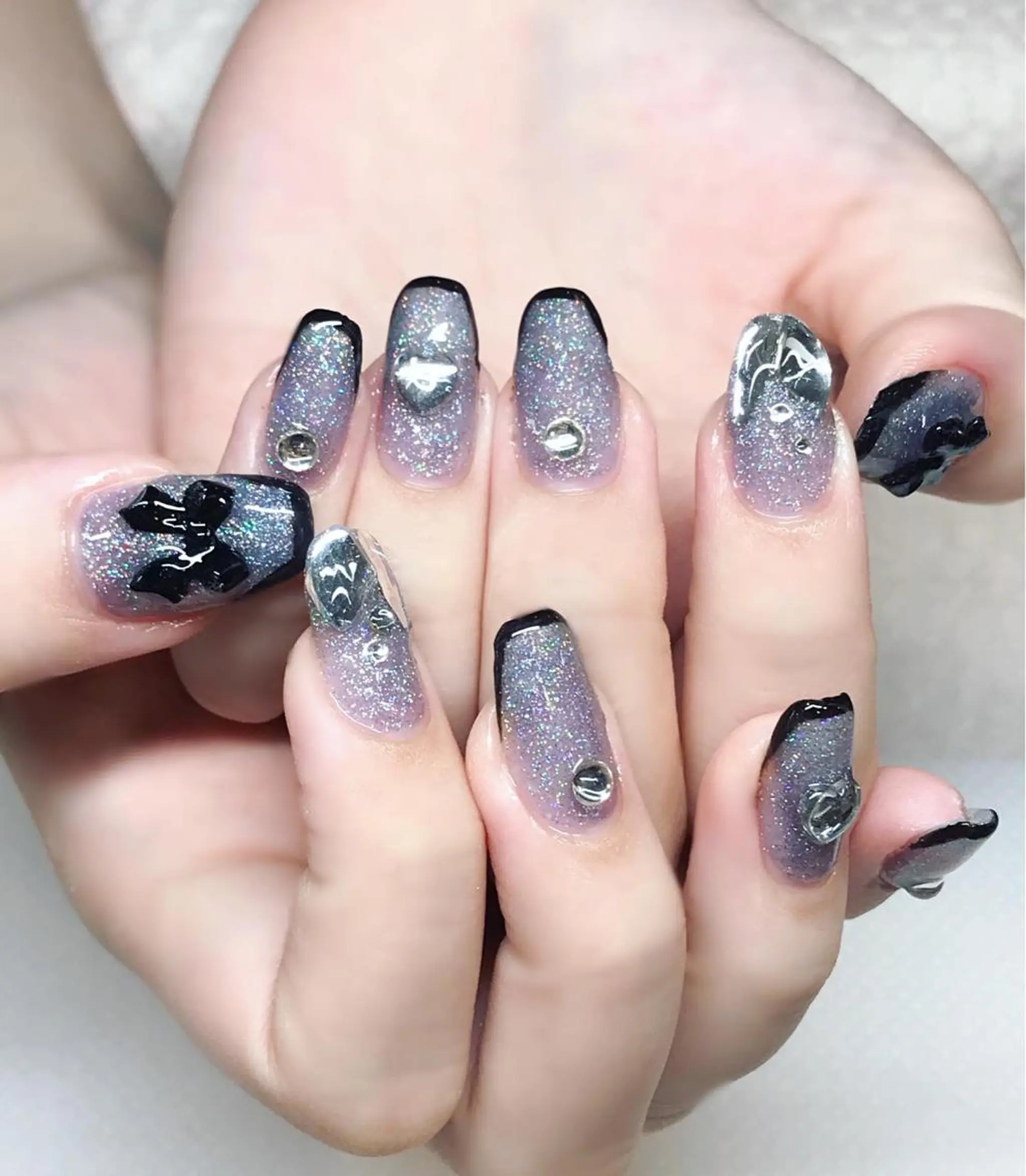 ネイル 氷ネイル・うるうるネイル キラキラネイル ラメ(グリッター) Nyanco Nailのネイルデザイン