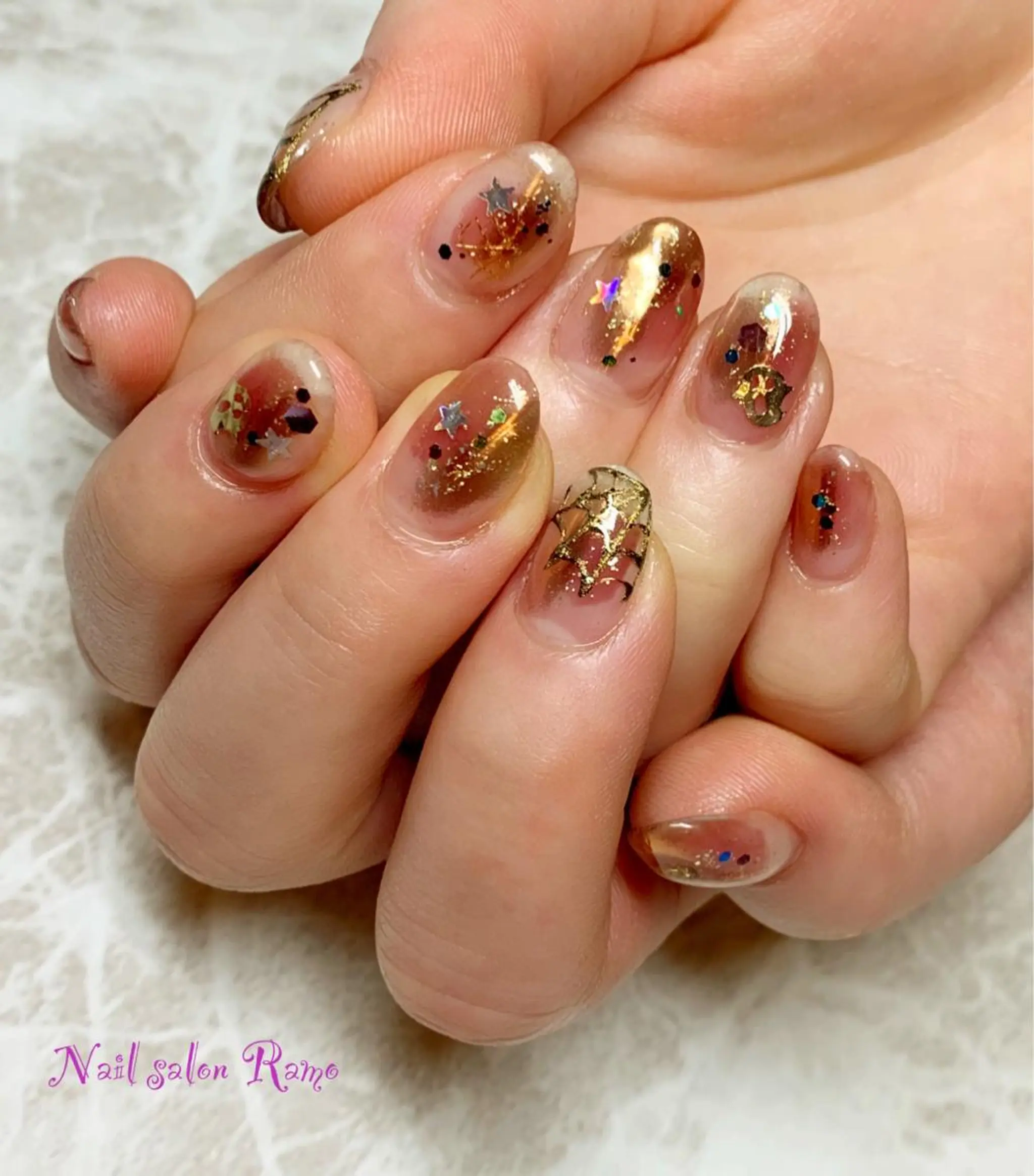 ネイル アートネイル ブルー ジェルネイル ハロウィン パラジェル Nail salon Ramo所属・松田 祥子のネイルデザイン