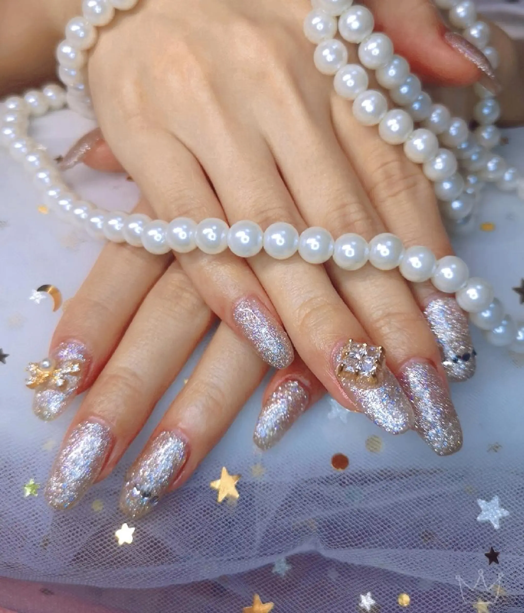 セミロング ネイル ネイリストゆか💅 長さだし、深爪矯正のネイルデザイン