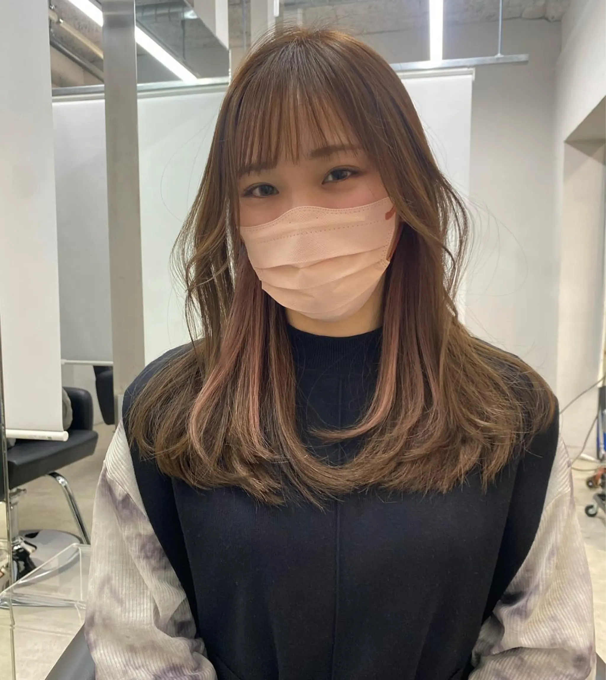 セミロング カラー ヘアアレンジ カット ヘアカラー ハイライト、レイヤー カット/西梅田/中西のヘアスタイル