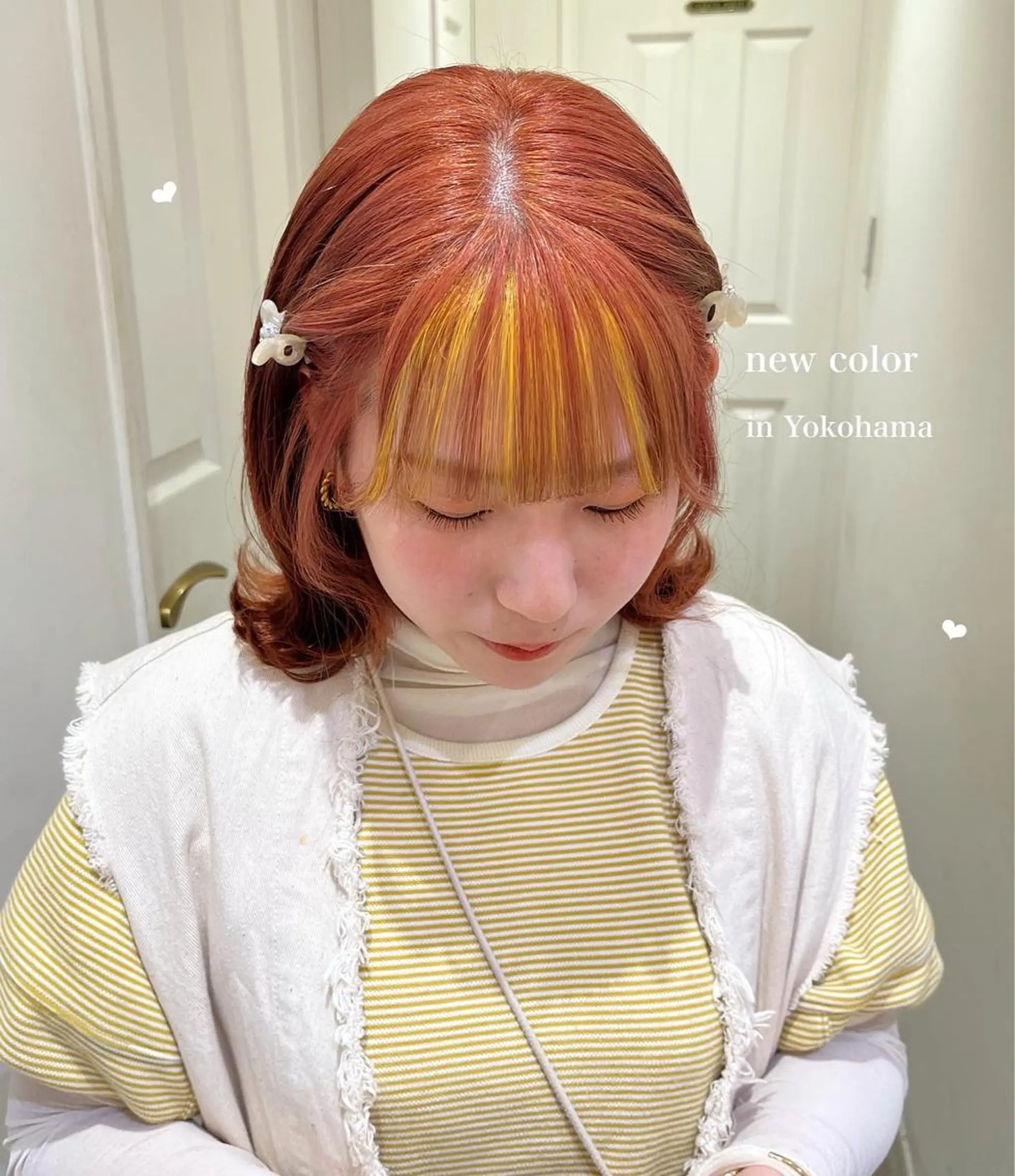 セミロング カラー ブリーチ ハイトーンカラー ピンクカラー イエローカラー エクステ/ハイトーン 🐏☁️miminaのヘアスタイル