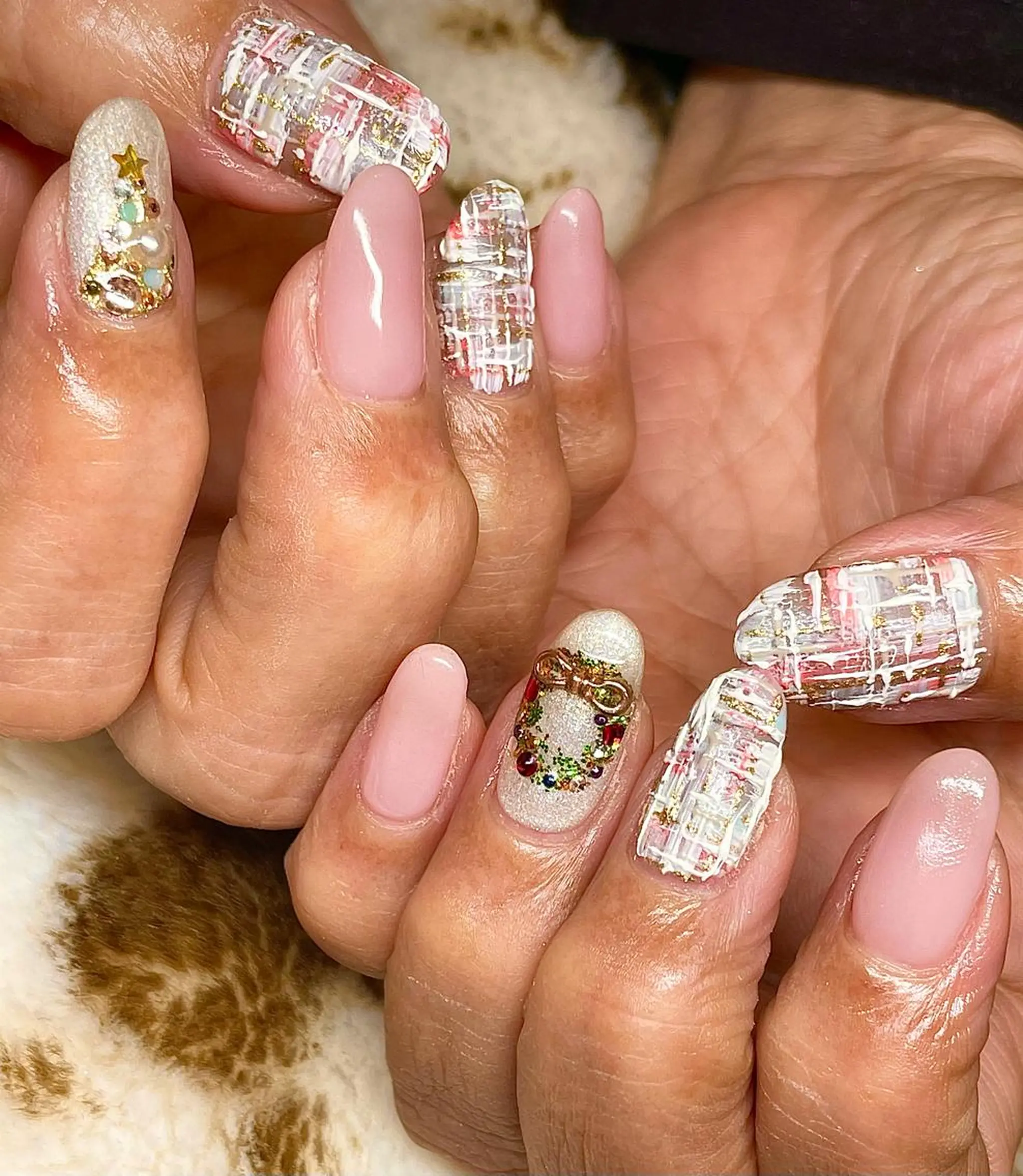 ミディアム カラー パーマ ヘアアレンジ メンズ キッズ ネイル マツエク・マツパ クリスマス 冬ネイル クリスマス nail&eye Aoのマツエク・マツパデザイン
