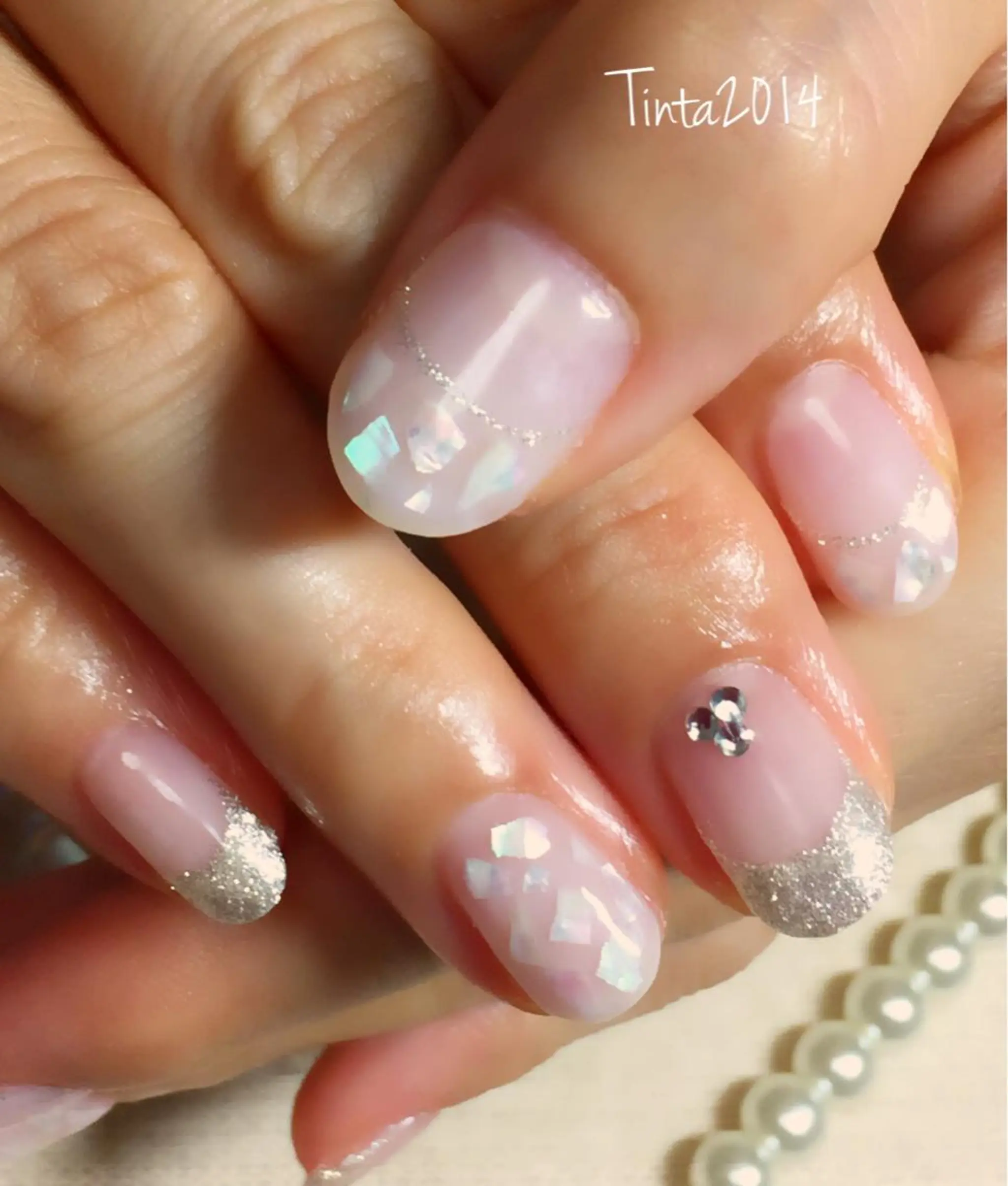 ネイル フレンチネイル シルバー ネイルサロン ティンタ所属・馬場 典子のネイルデザイン