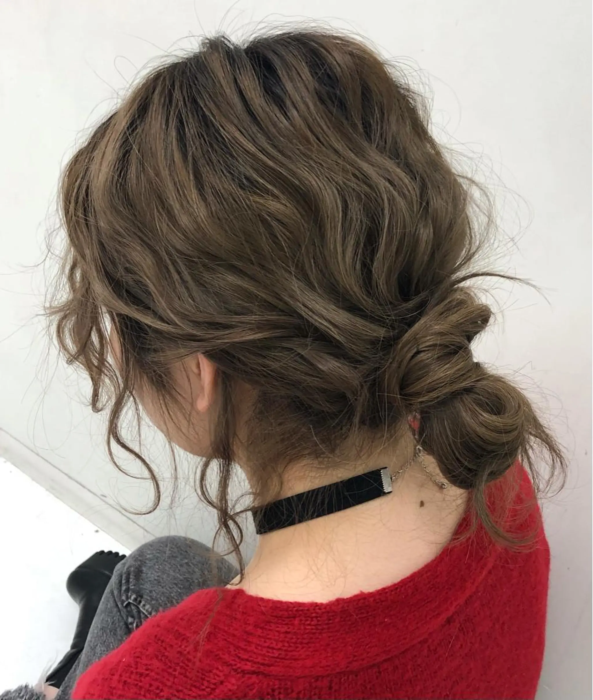 セミロング ヘアアレンジ お団子ヘア ヘアセット 【ピンク/韓国ヘア/ ヘアセット】亜海のヘアスタイル