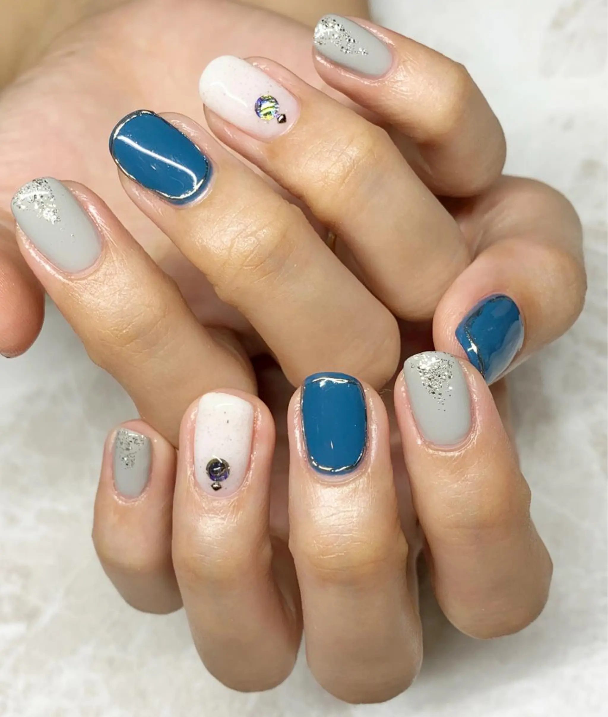 ネイル アートネイル ブルー ジェルネイル ラメ(グリッター) パラジェル Nail salon Ramo所属・松田 祥子のネイルデザイン