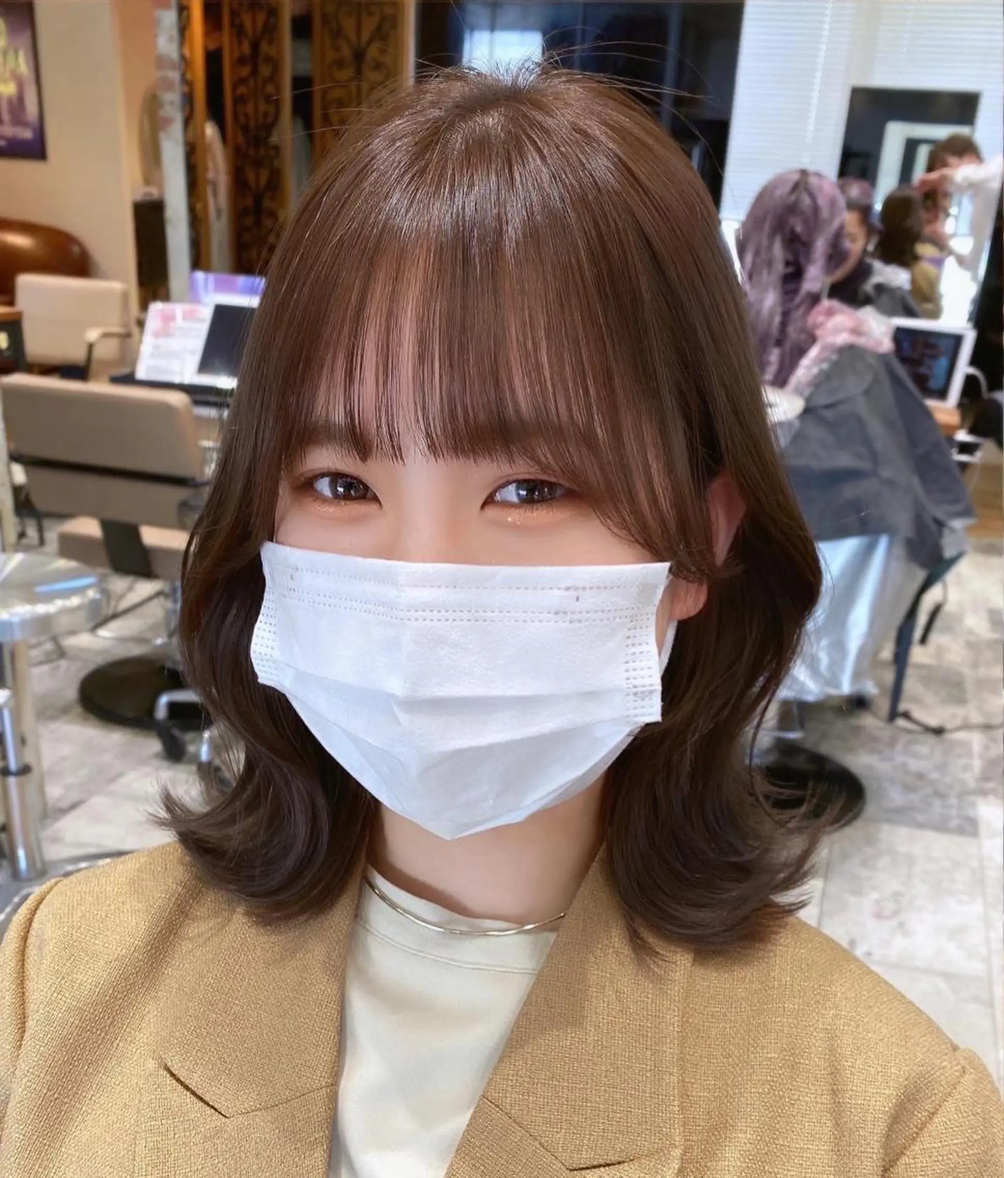 ミディアム カラー On所属・顔まわりカット🌟 くびれヘア/寺門遥輝のヘアスタイル