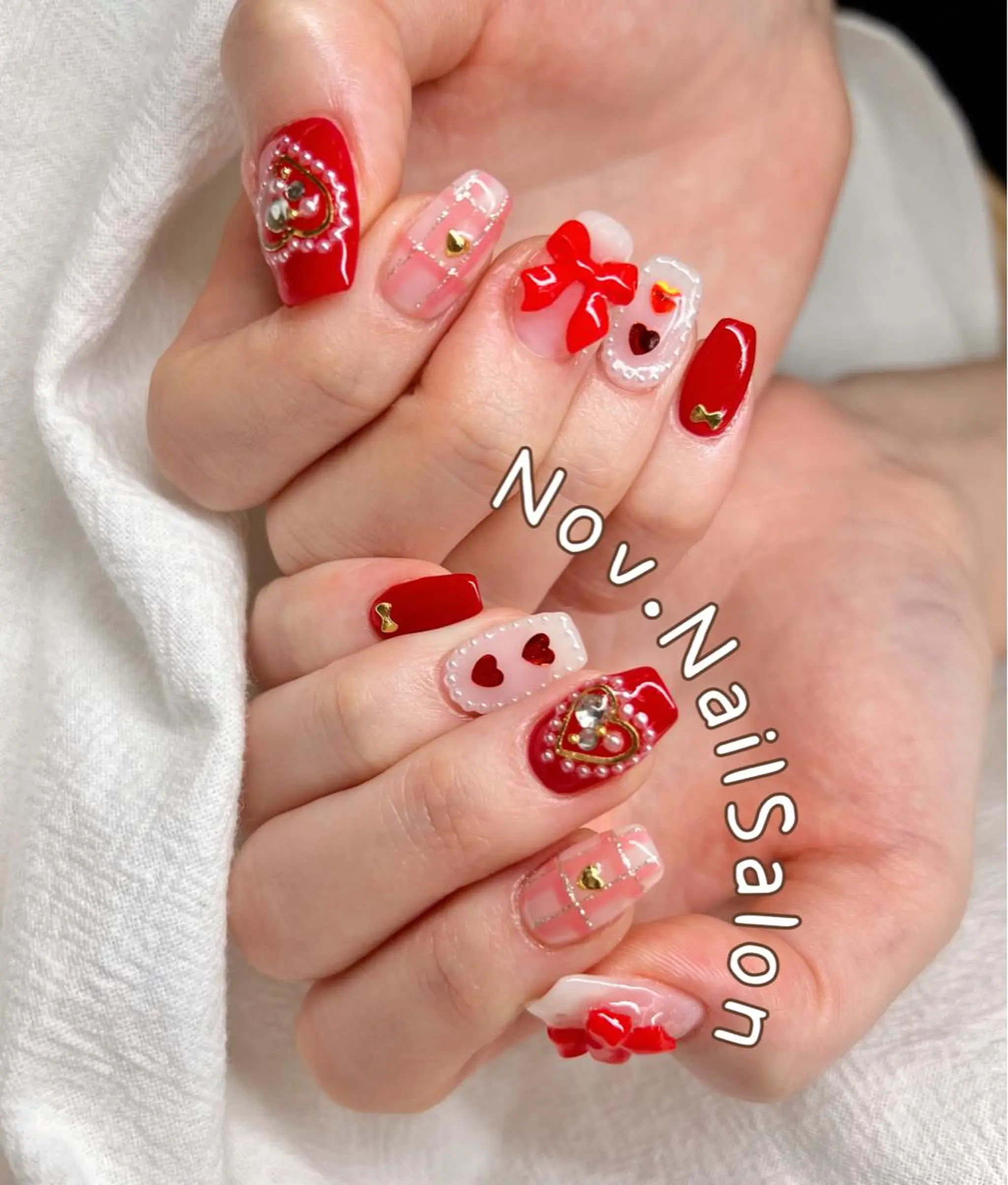 ネイル リボン ハンドネイル ハンドケア Nov. ネイルサロンのネイルデザイン