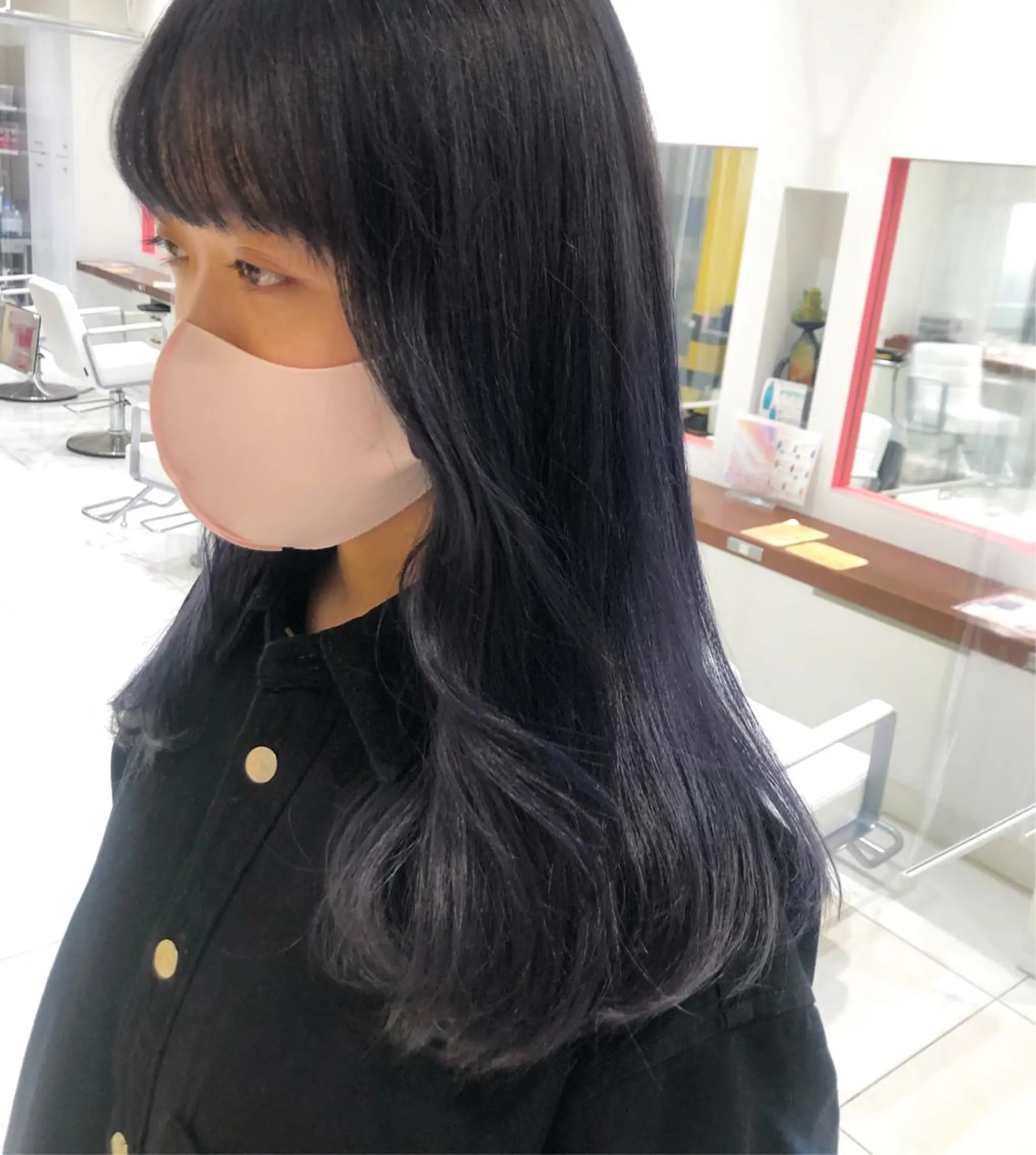 ロング カラー アッシュ パープルカラー パープルアッシュ HOLON池袋所属・ウルフカット ハッシュカット/七海のヘアスタイル