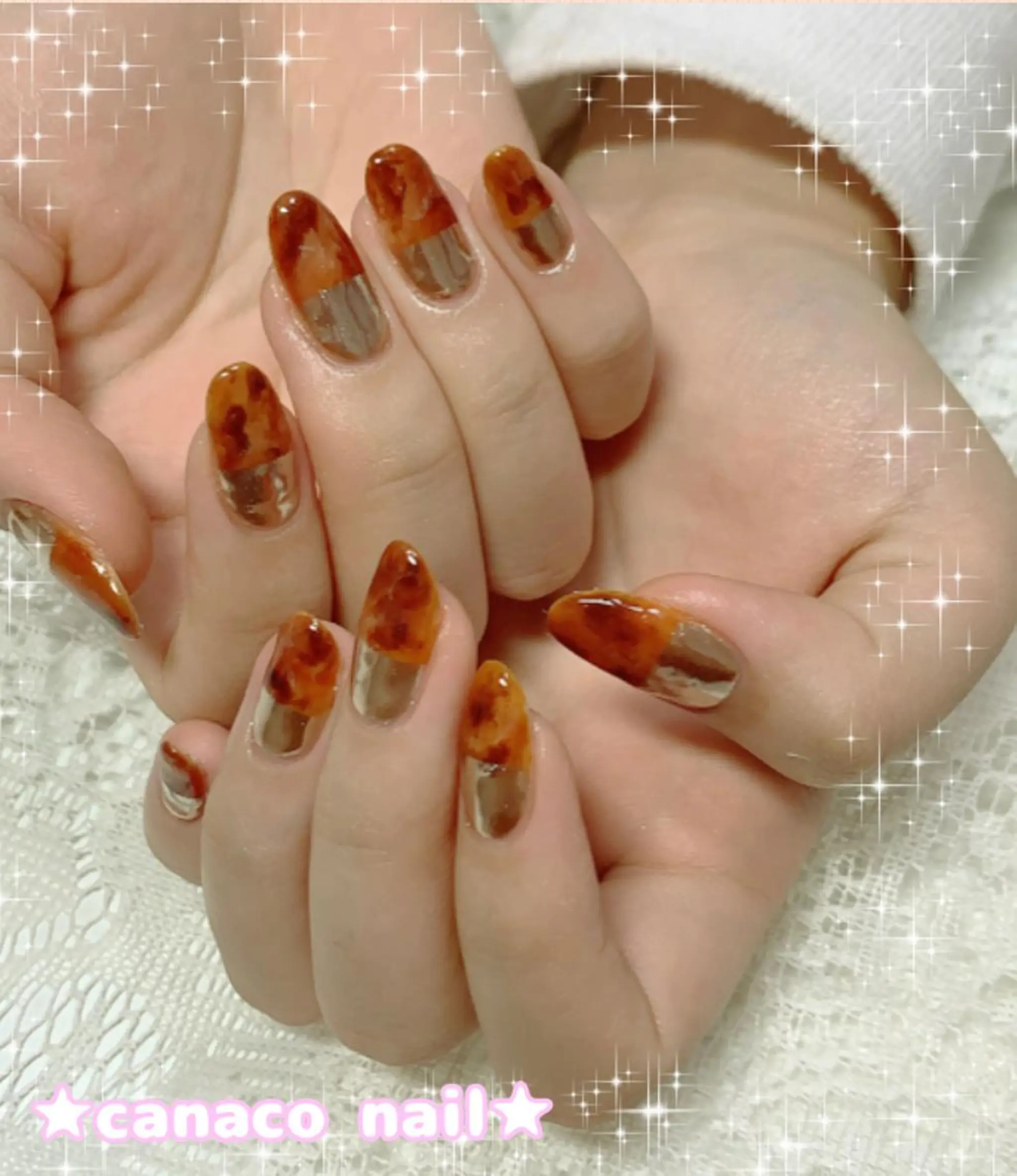 ネイル べっ甲ネイル ミラーネイル ハンドネイル ハンドケア Felice所属・ベテランネイル cnc  nailのネイルデザイン