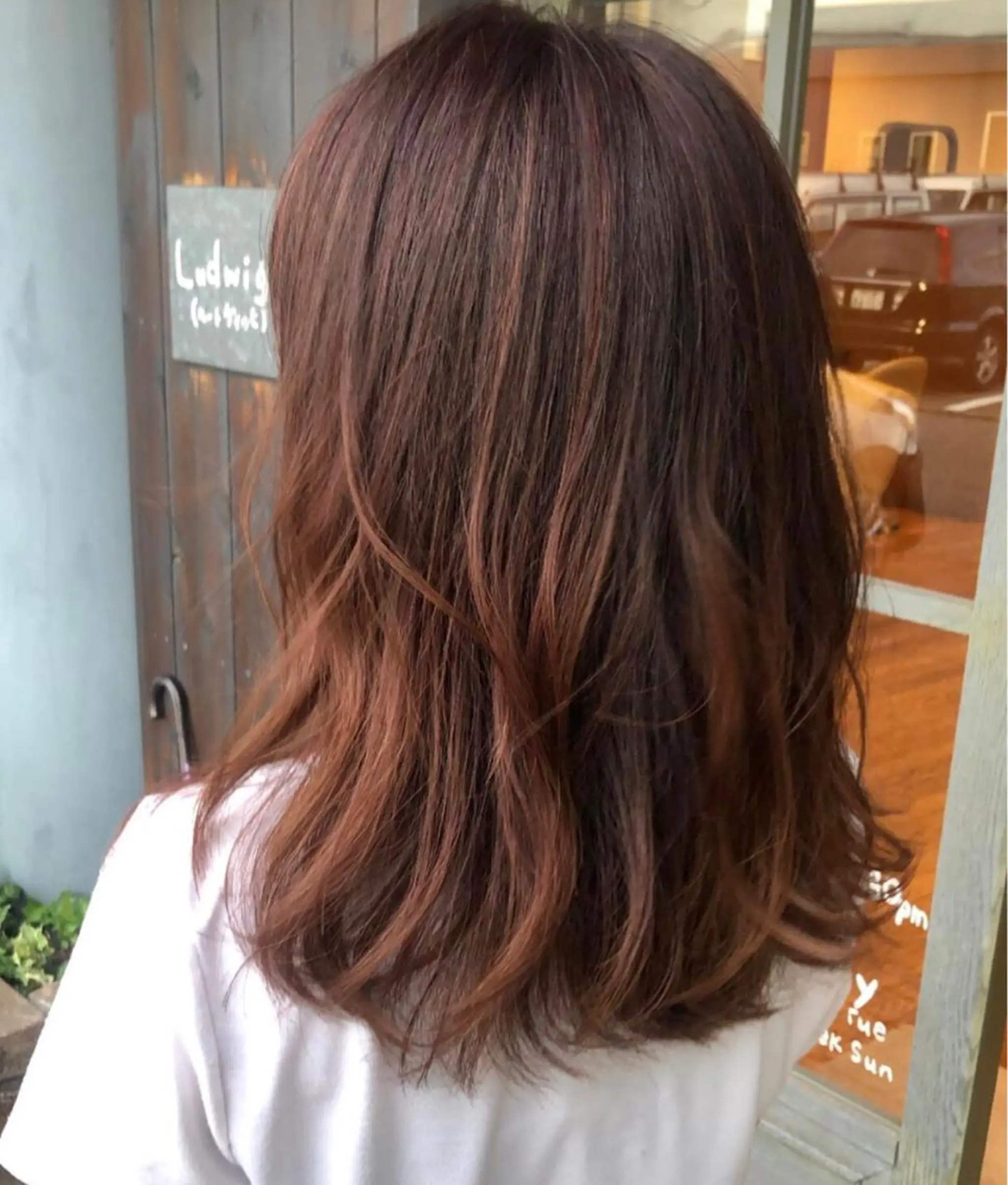 ロング カラー ヘアアレンジ バレイヤージュ ピンクカラー レイヤーカット カット ヘアカラー 永井 亜実のヘアスタイル