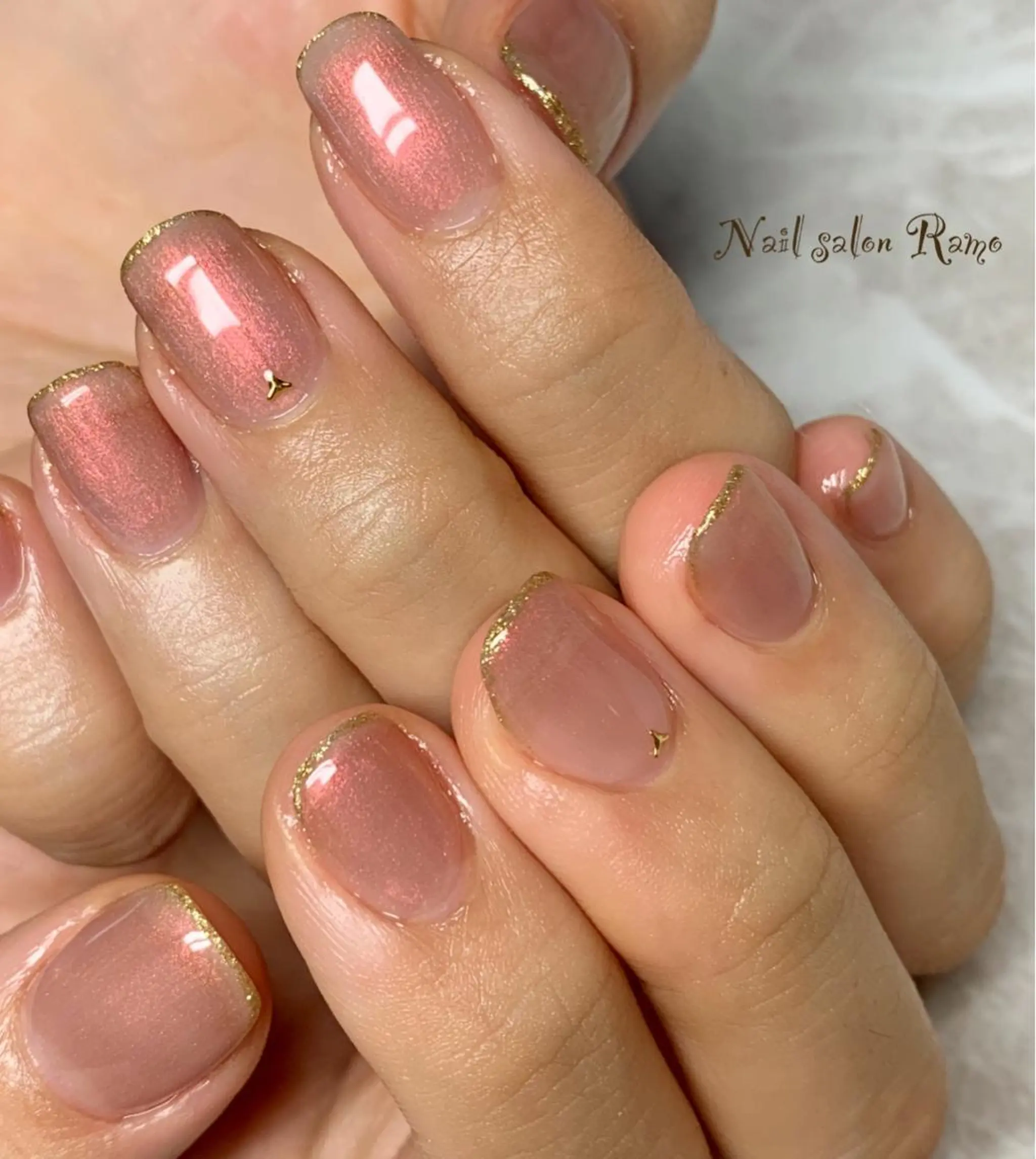 ネイル アートネイル ブルー ジェルネイル パラジェル シンプルネイル Nail salon Ramo所属・松田 祥子のネイルデザイン