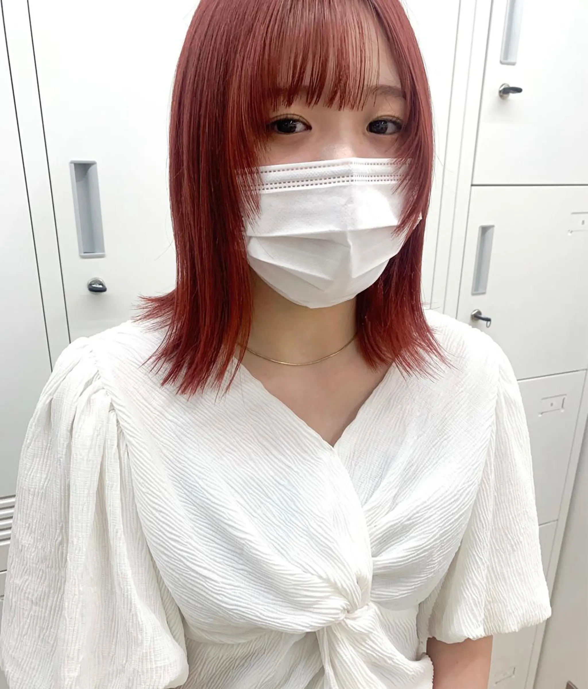 ミディアム カラー オレンジ ピンクカラー cirrus🕊 山縣あかりのヘアスタイル