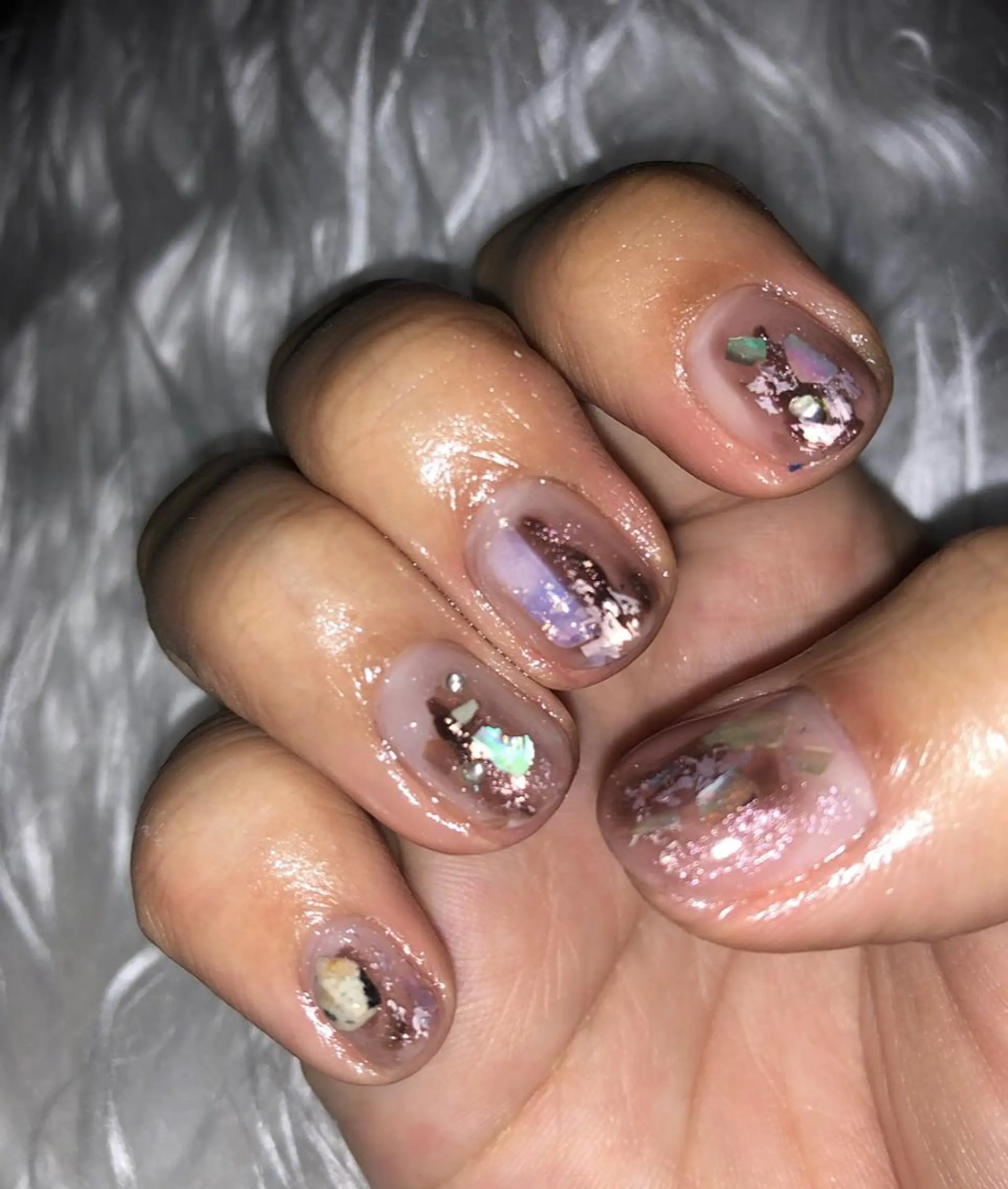 ネイル ブラウン キラキラネイル ☽ ☾のネイルデザイン