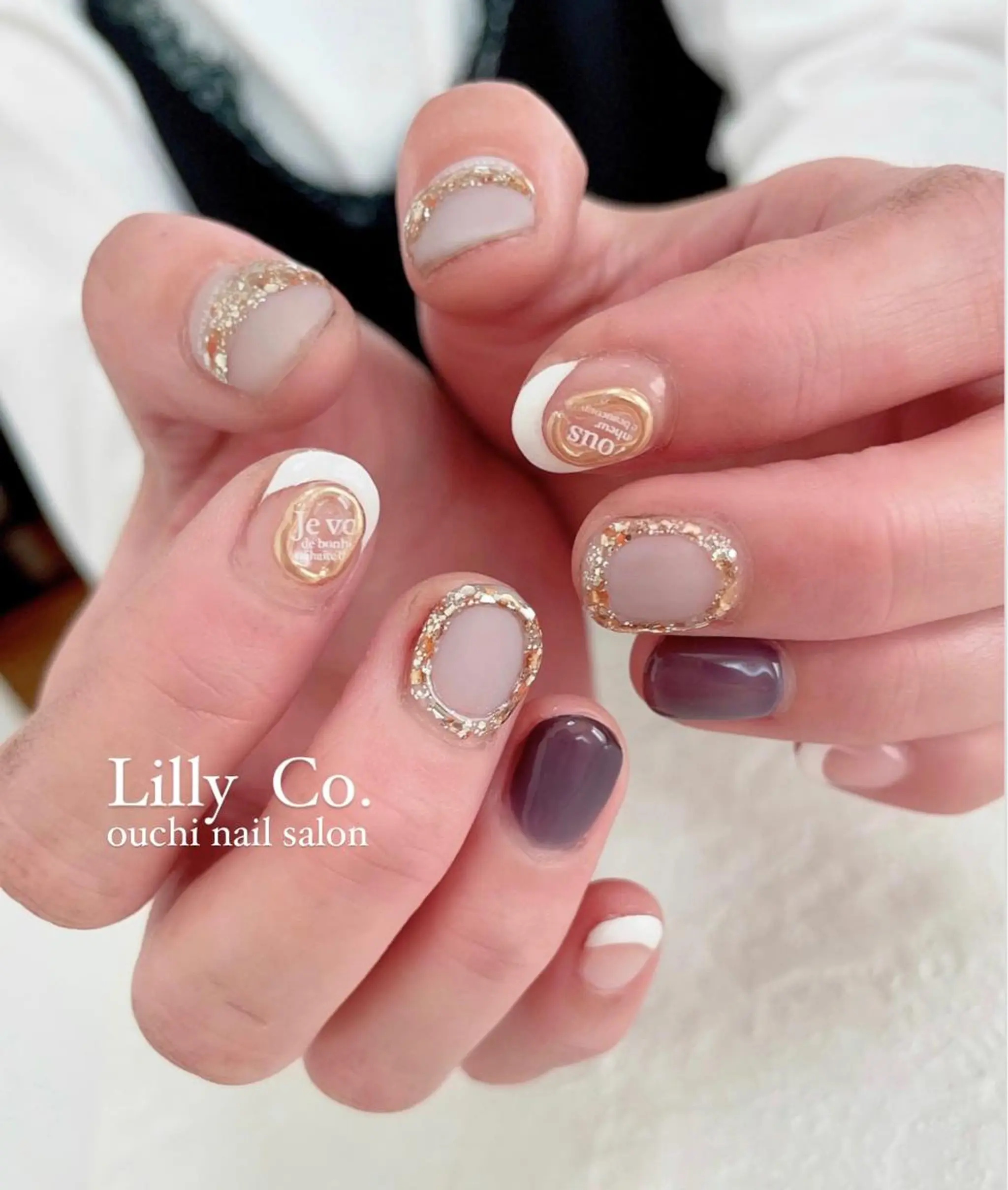 ネイル ラメ(グリッター) オレンジ ハンドネイル ハンドケア Lilly Co.のネイルデザイン