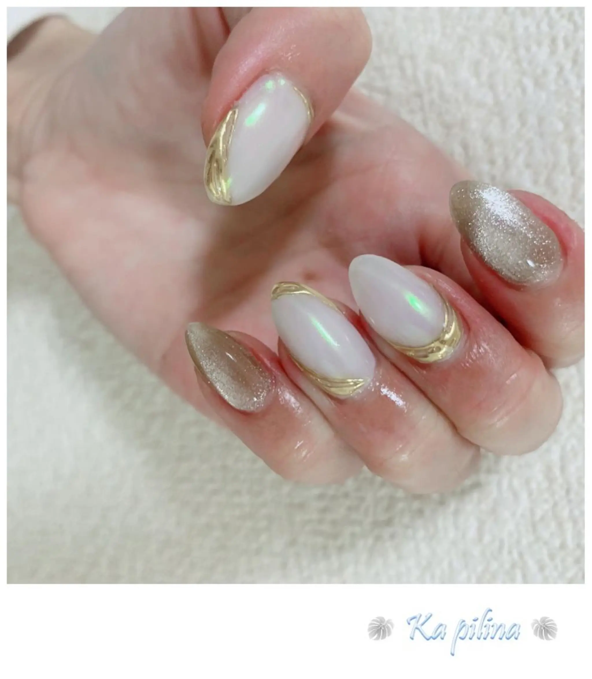 ネイル オーロラネイル マグネットネイル ミラーネイル Nail salon Ka pilinaのネイルデザイン