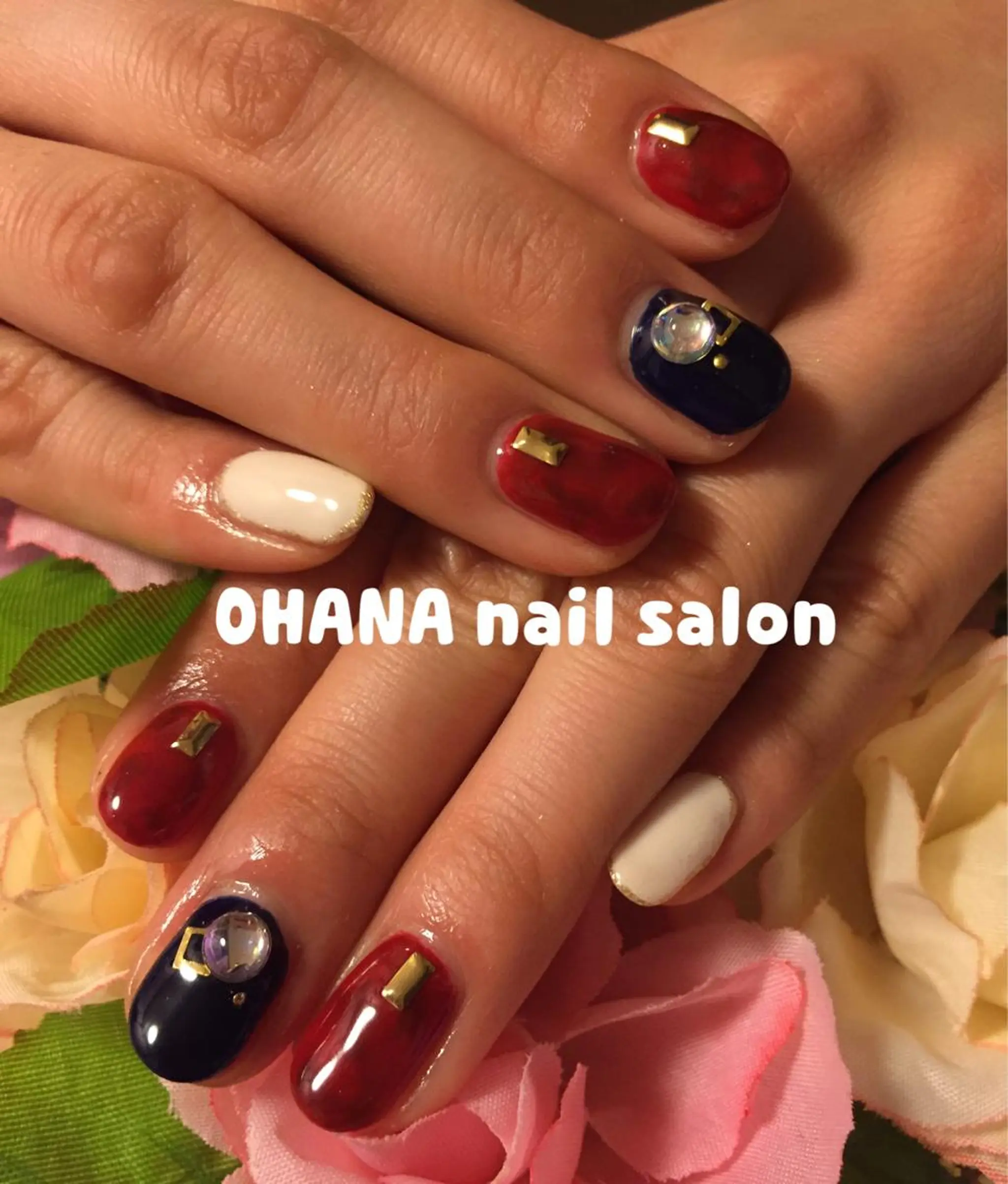 ネイル べっ甲ネイル 赤色 那覇🏝️台湾人 ネイリストSHIUのネイルデザイン