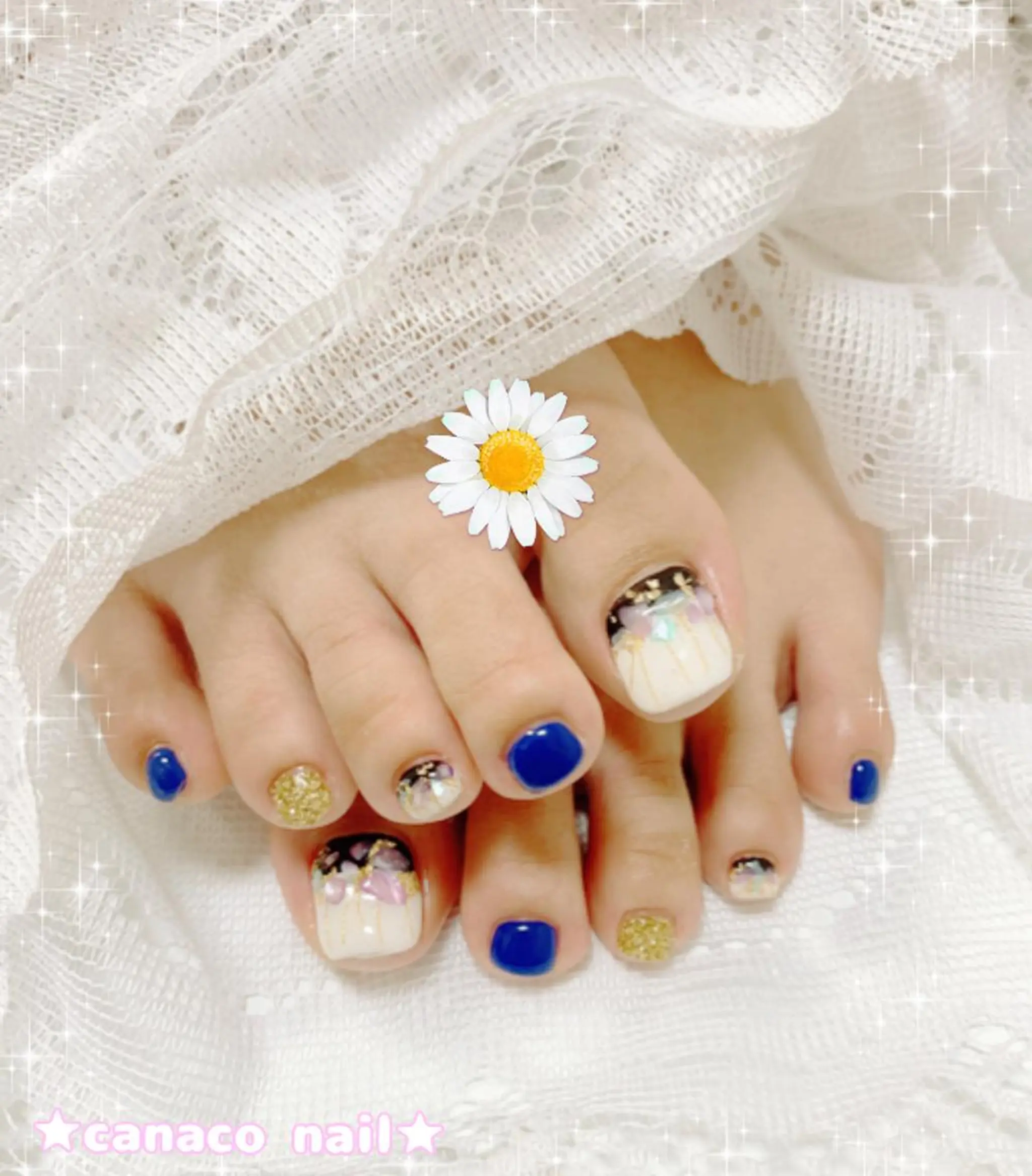 ネイル ブルー ストーンネイル Felice所属・ベテランネイル cnc  nailのネイルデザイン