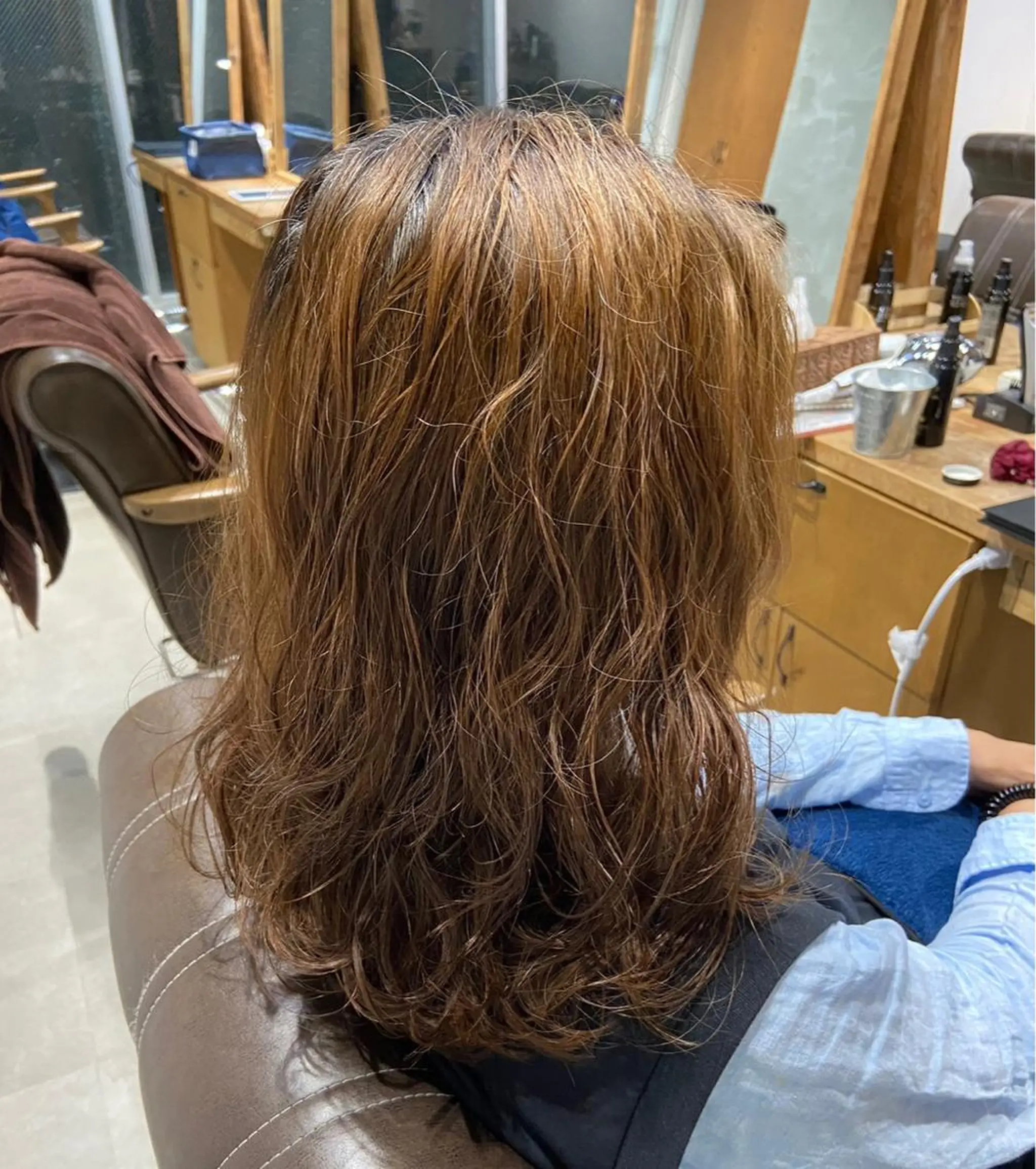 セミロング パーマ セミロングパーマ デジタルパーマ 安岡美咲✂︎ 艶カラー/髪質改善のヘアスタイル