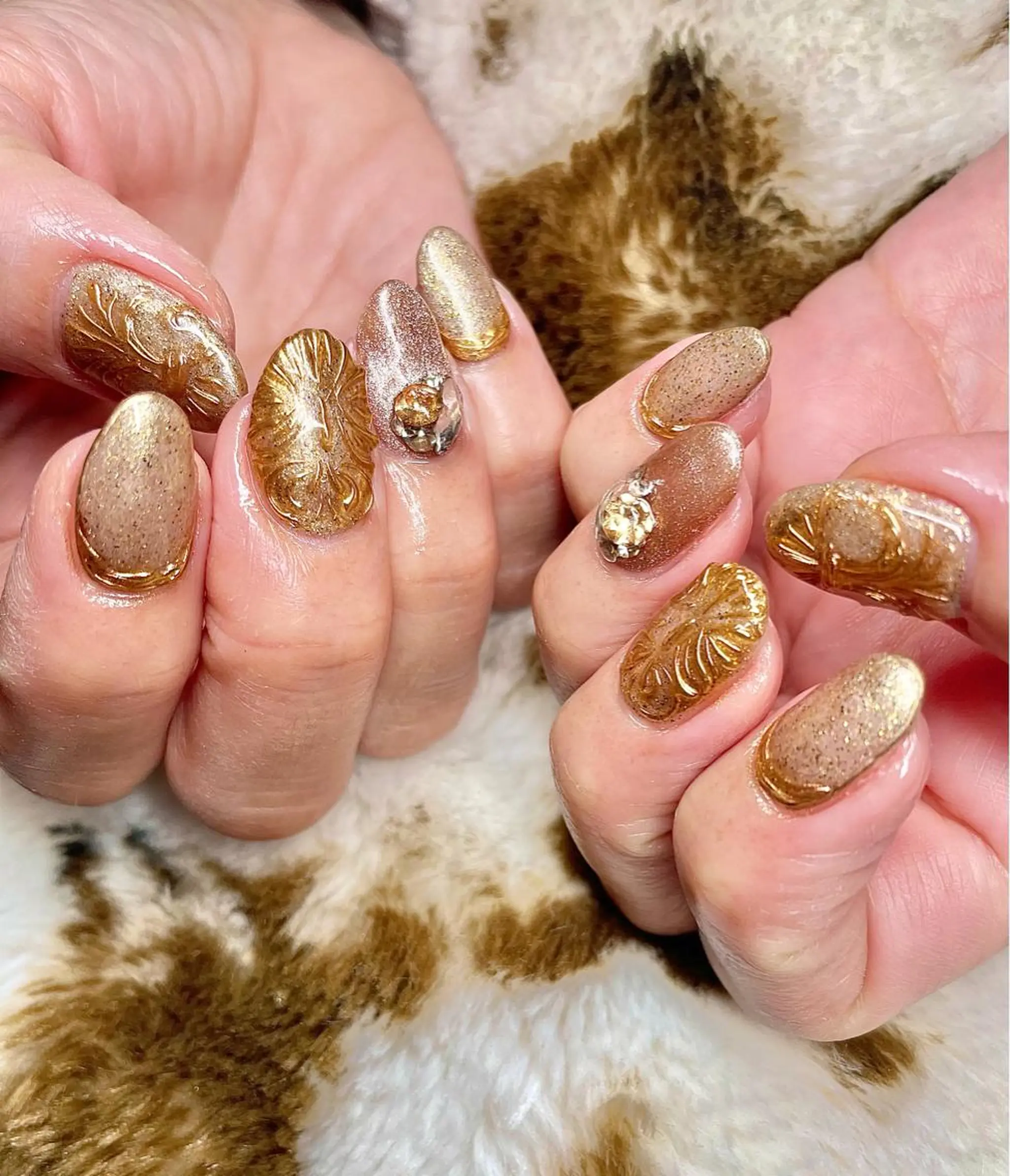 ミディアム カラー パーマ ヘアアレンジ メンズ キッズ ネイル マツエク・マツパ ミラーネイル nail&eye Aoのマツエク・マツパデザイン