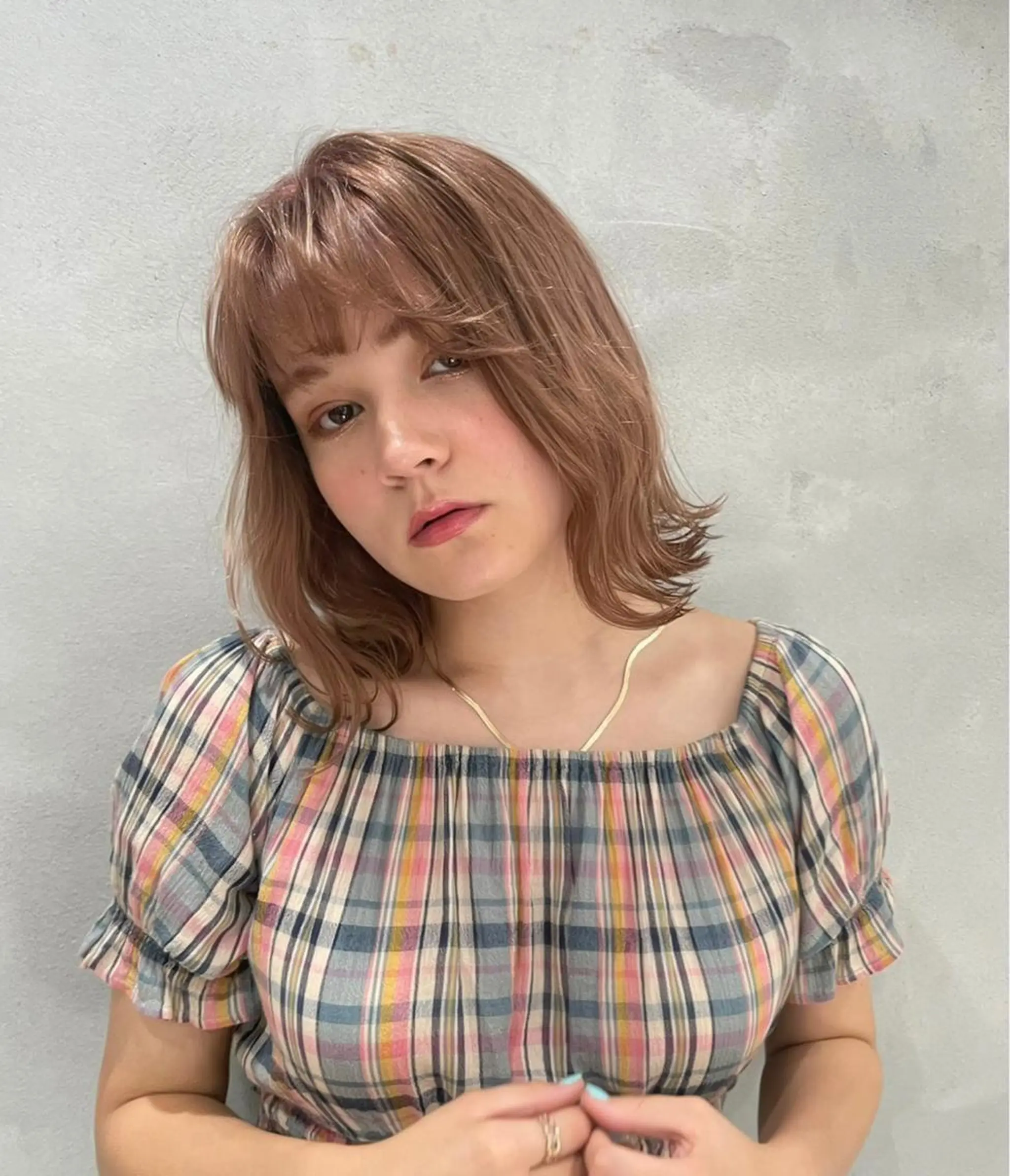 ミディアム カラー ベージュカラー ミルクティーベージュ cinq PROJECT所属・ミルクティーベージュ /三村克彦のヘアスタイル