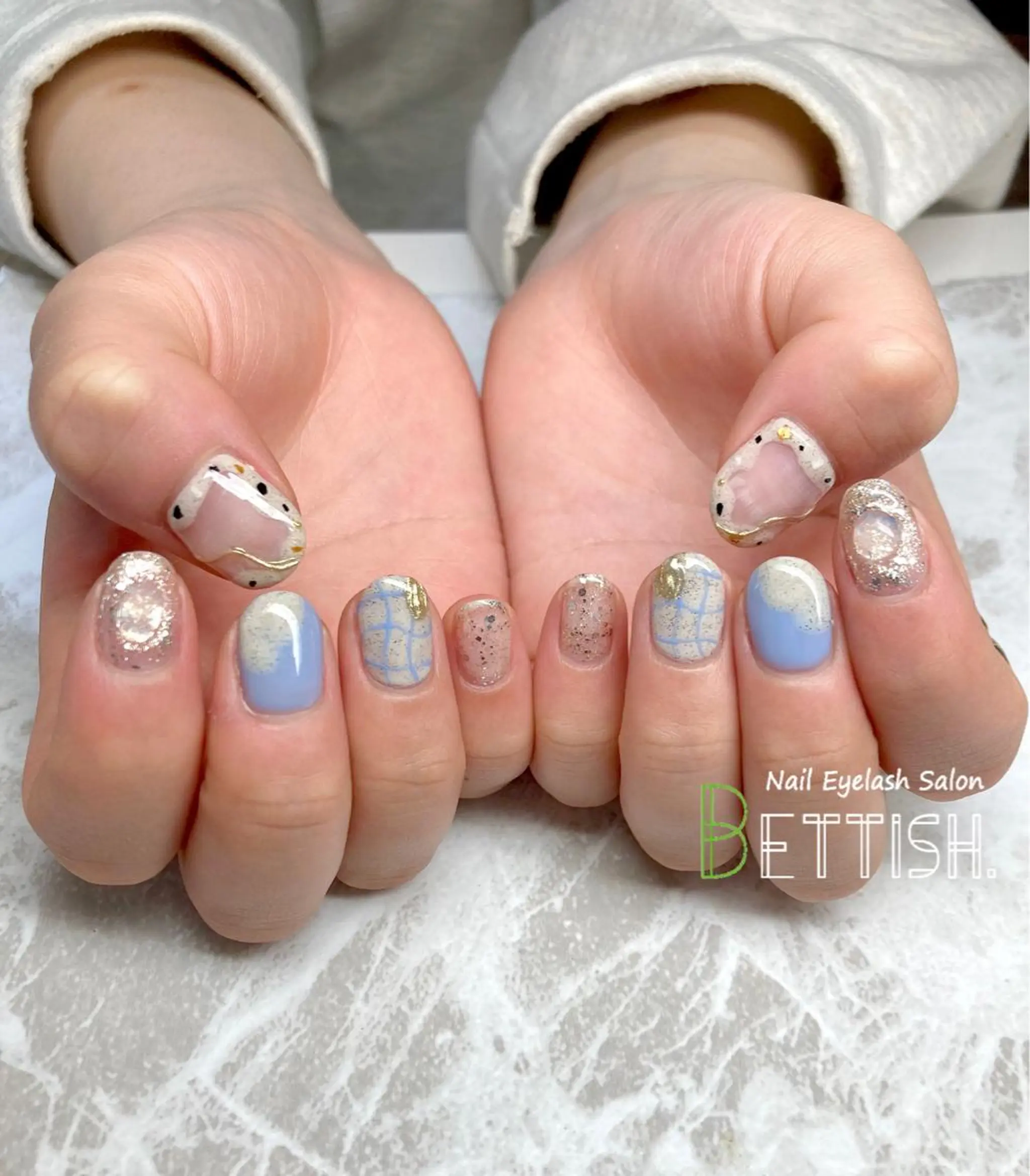 ネイル ブルー 春ネイル ハンドネイル BETTISH. KUMIKO☺︎︎のネイルデザイン