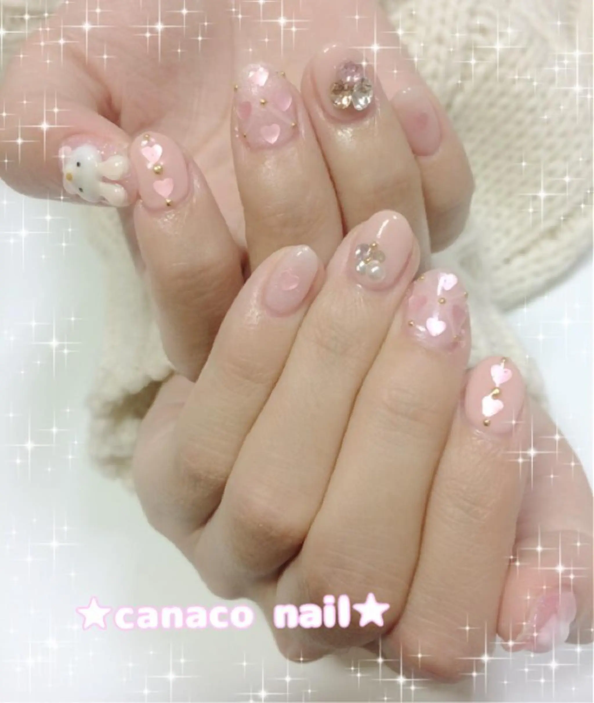 ネイル ストーンネイル ハンドネイル ハンドケア Felice所属・ベテランネイル cnc  nailのネイルデザイン