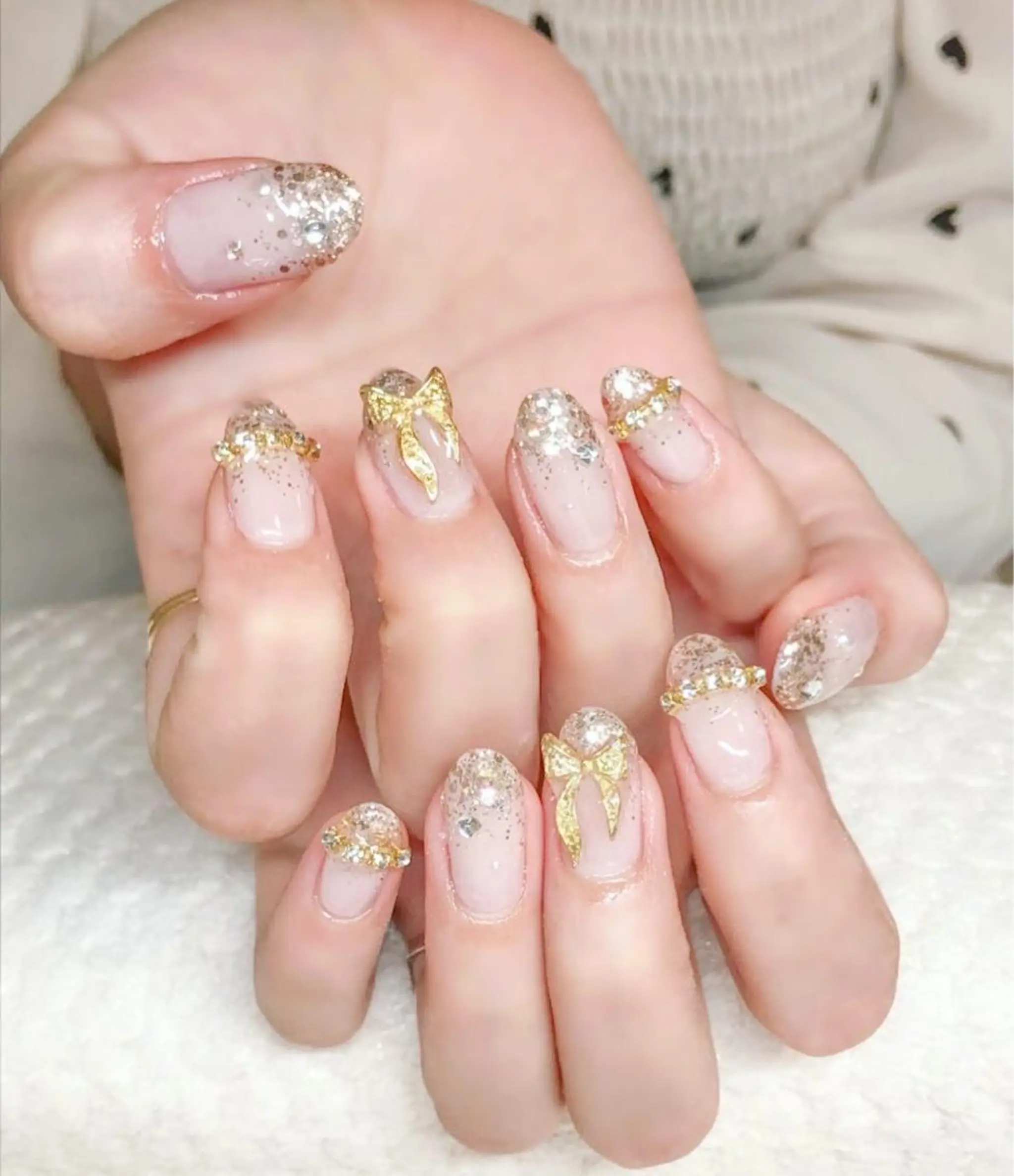 ネイル フレンチネイル ジェルネイル グラデーション キラキラネイル ラメ(グリッター) Nyanco Nailのネイルデザイン