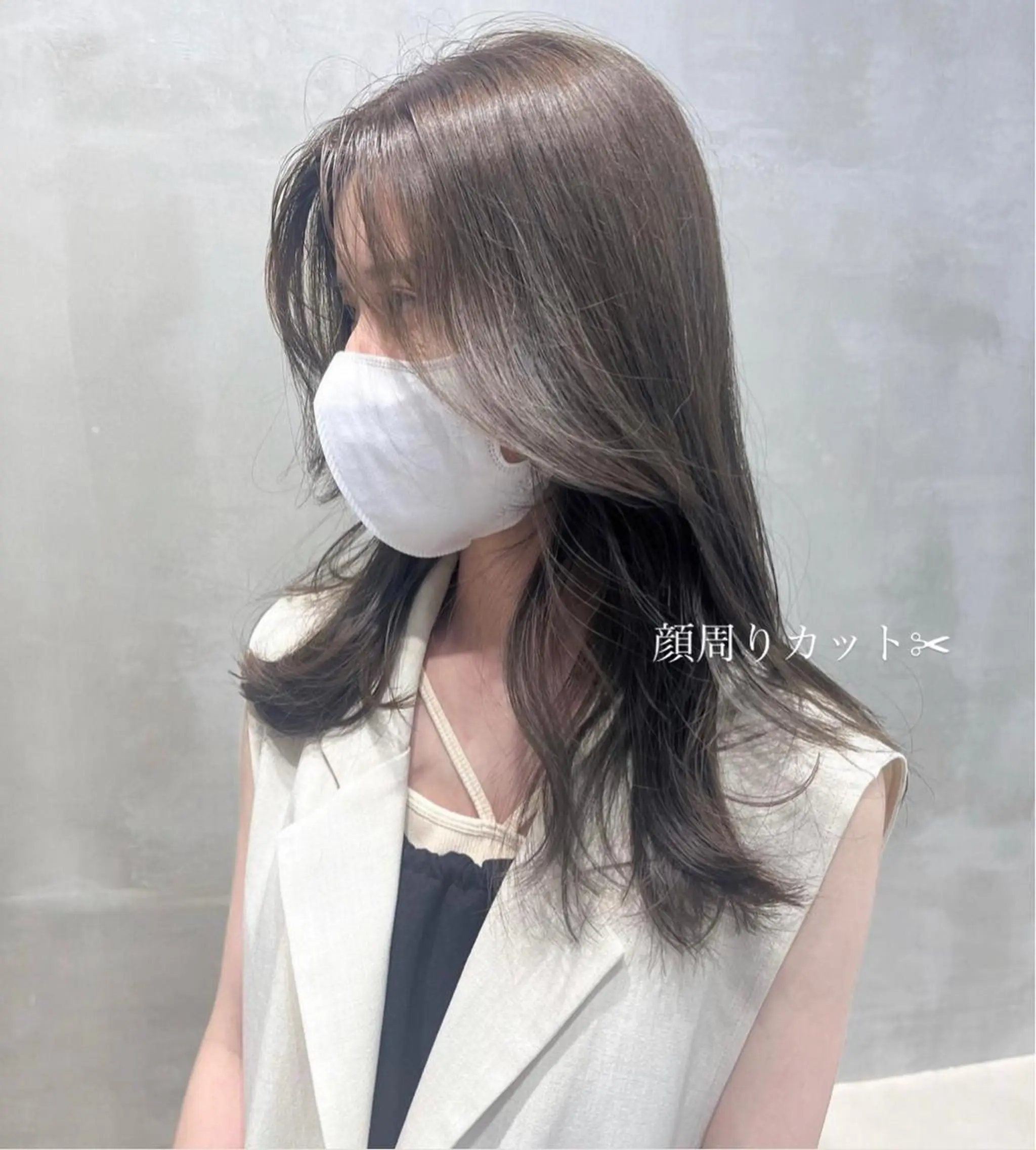 セミロング カラー 顔周りカット ナツミ/透明感カラー /酸性ストレートのヘアスタイル