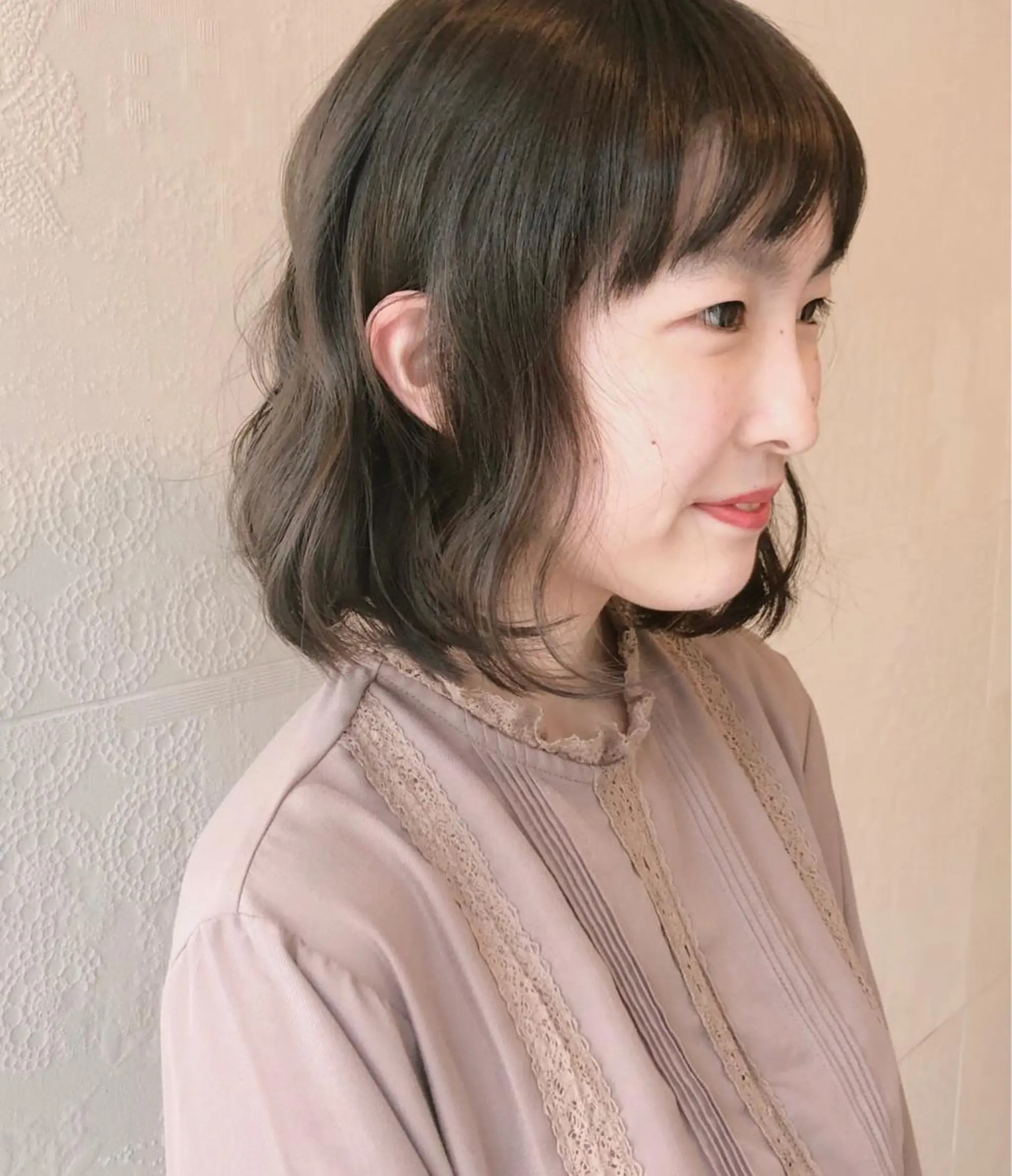 ミディアム カラー パーマ 長井 美佳のヘアスタイル