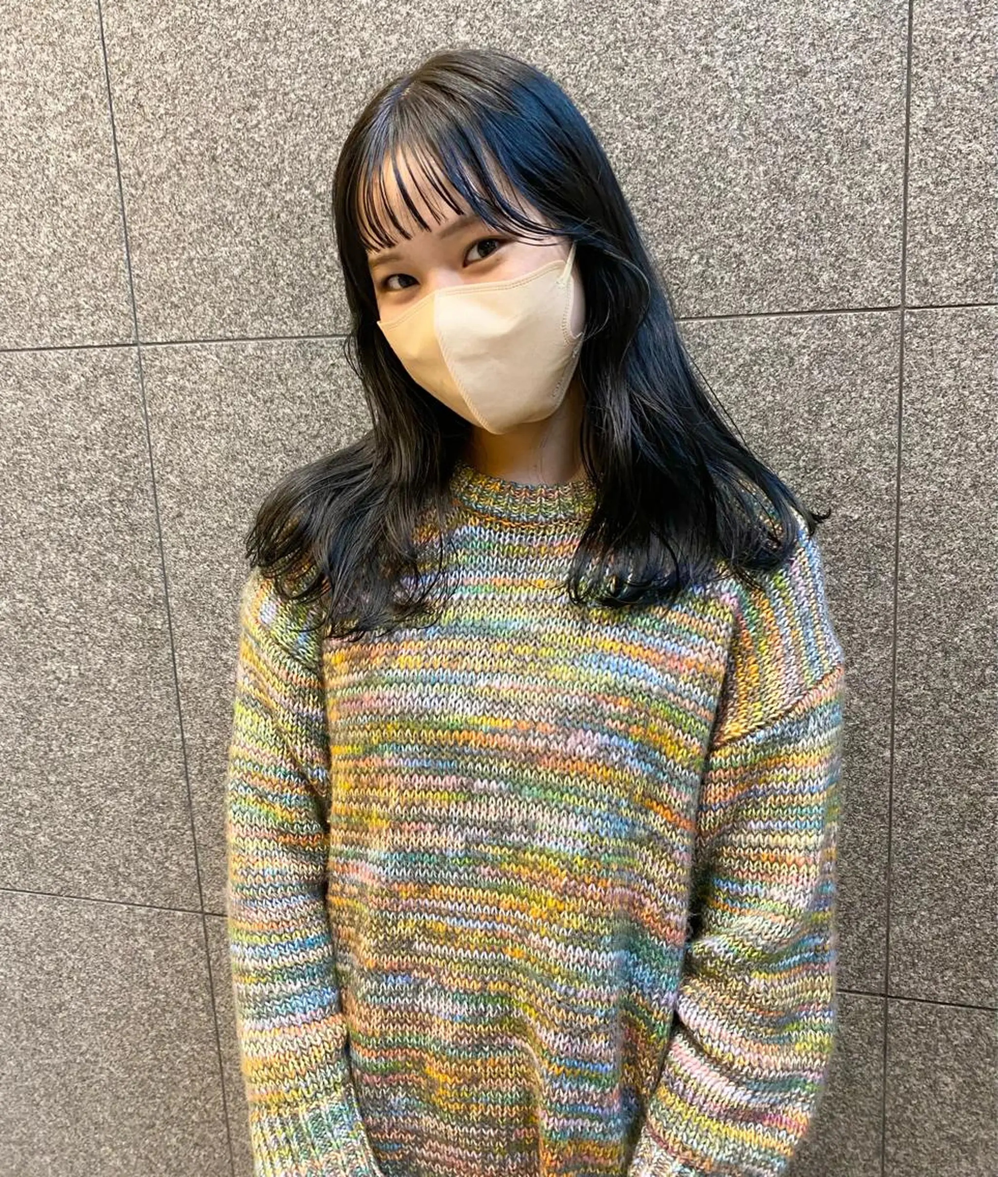 セミロング カラー パーマ ヘアアレンジ 髪と音処　マトぺ所属・デザインカラー/ボブ ブリーチカラー/ユリのヘアスタイル