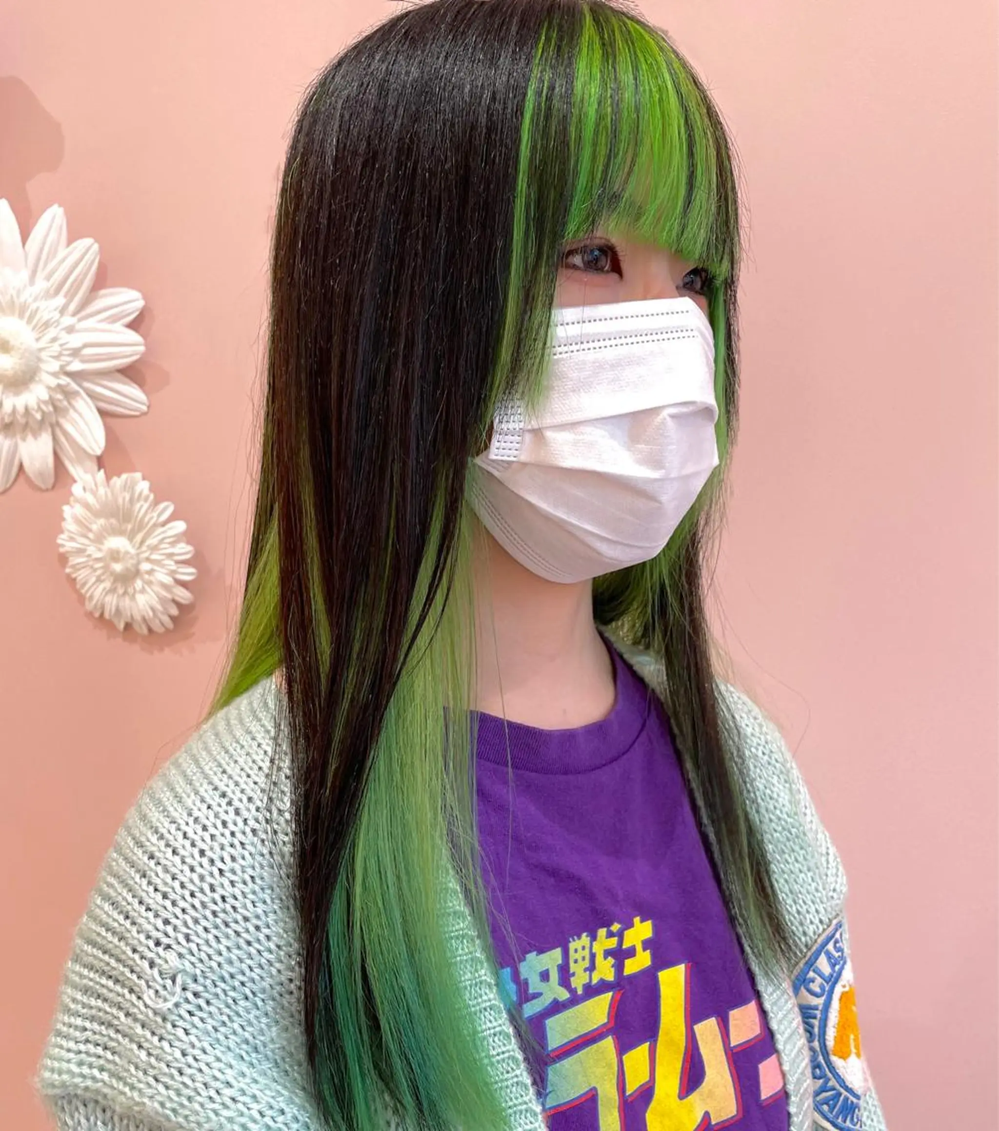 ロング カラー 黒髪 カット ヘアカラー トリートメント レイヤーカット/ ハイトーンchimiのヘアスタイル