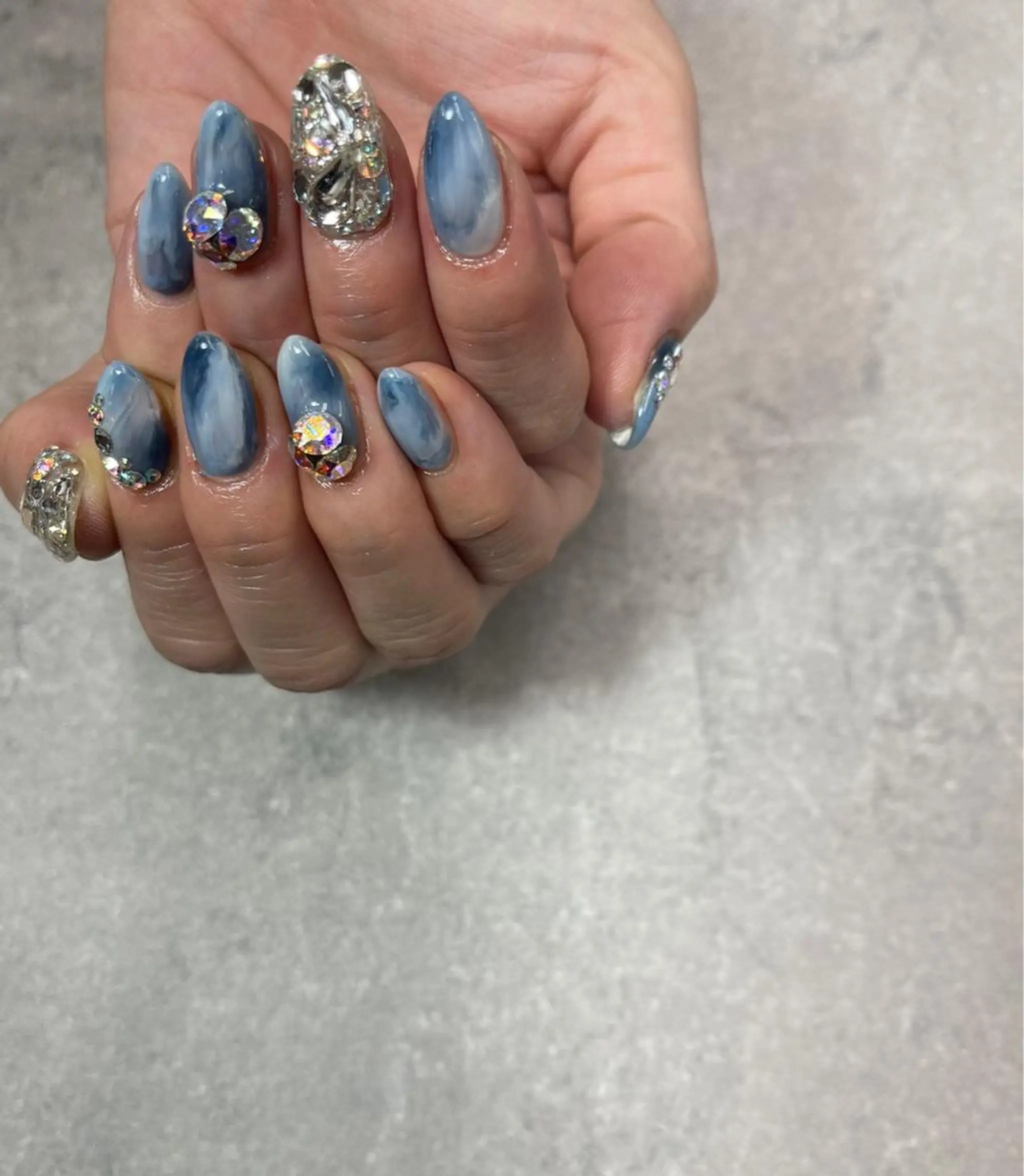 ネイル ブルー 大理石ネイル(マーブル) ストーンネイル ハンドネイル ハンドケア FASTNAIL PLUS 新宿店のネイルデザイン