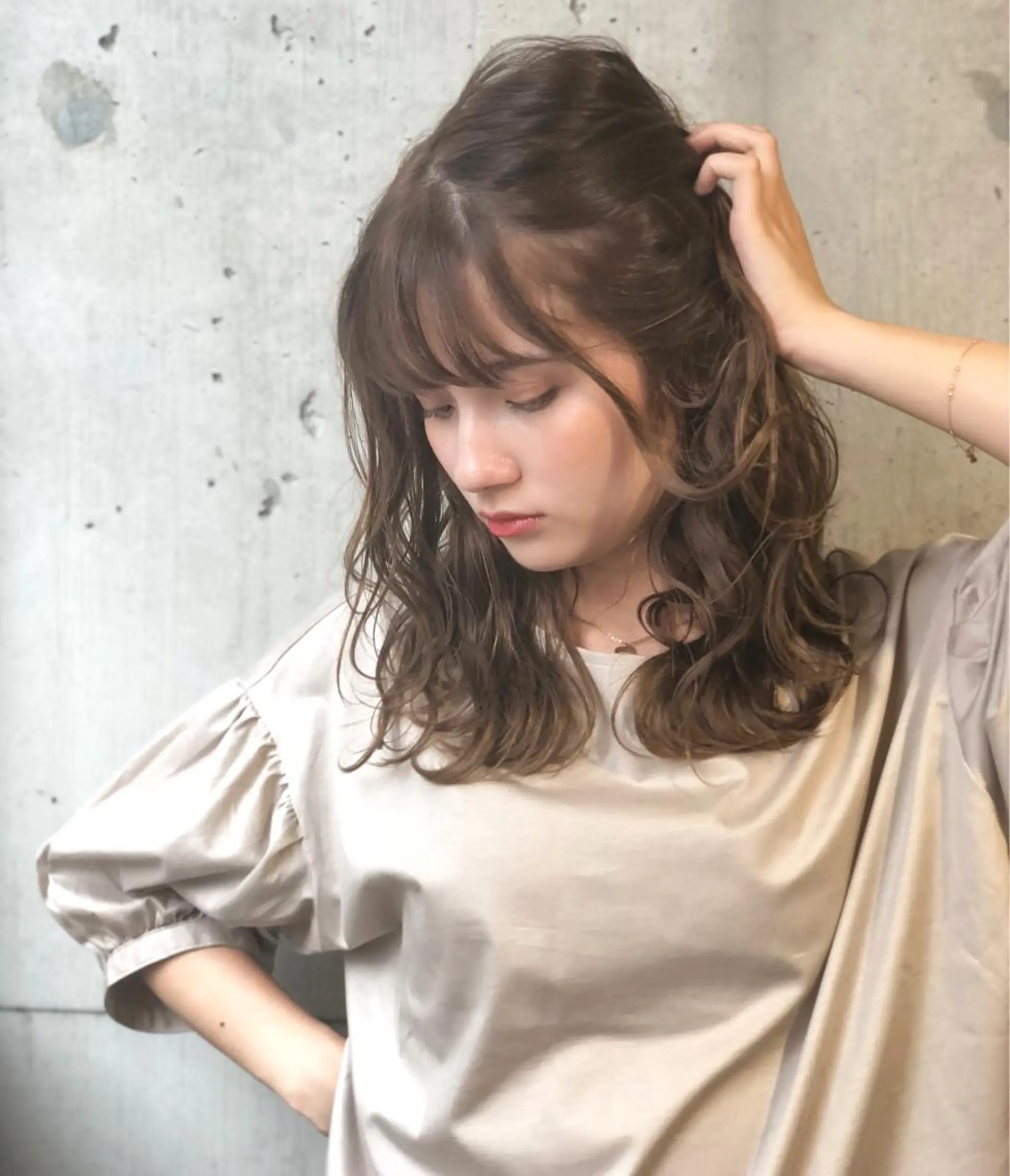 セミロング カラー グレージュ 佐藤 高徳のヘアスタイル