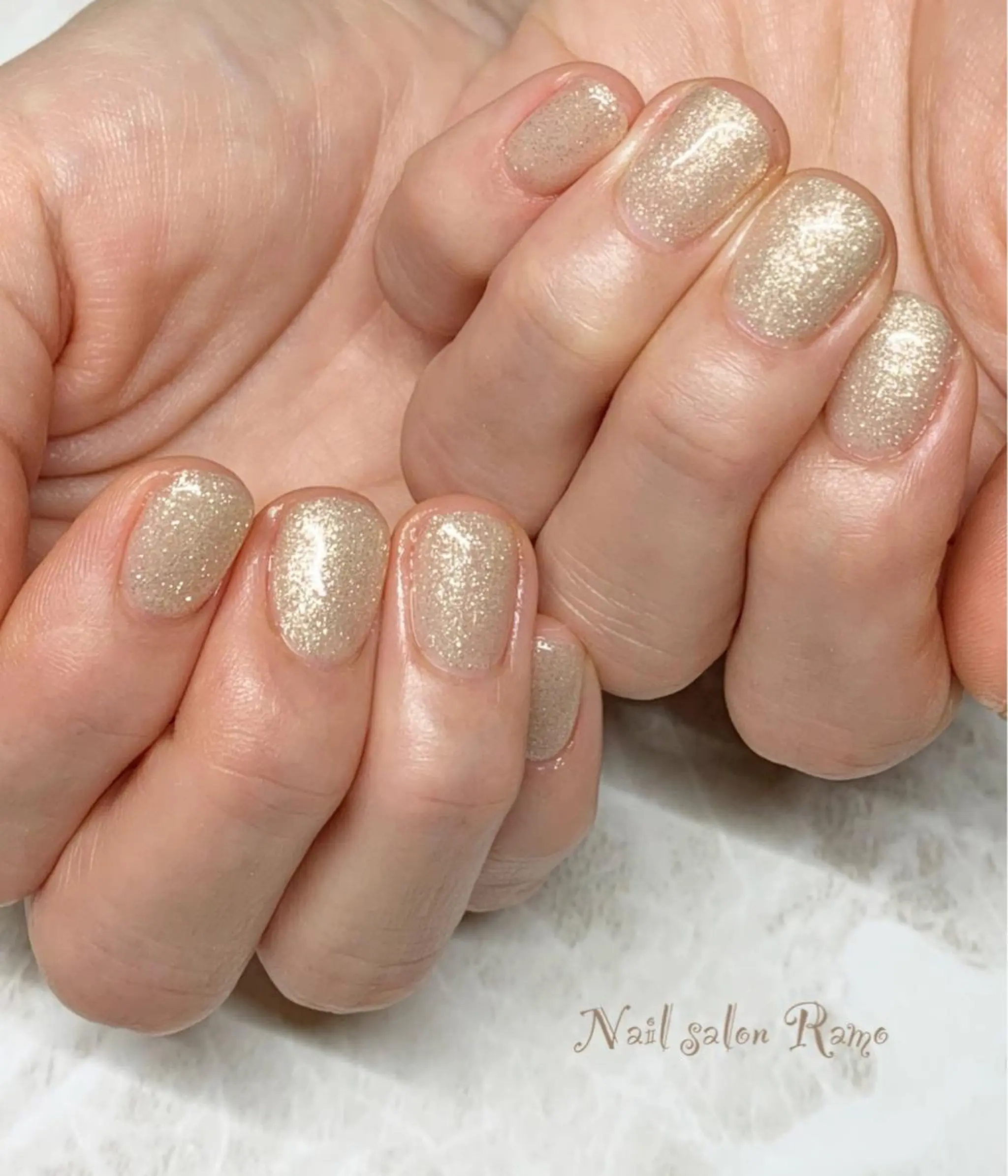 ネイル アートネイル ブルー ジェルネイル ラメ(グリッター) ワンカラーネイル Nail salon Ramo所属・松田 祥子のネイルデザイン