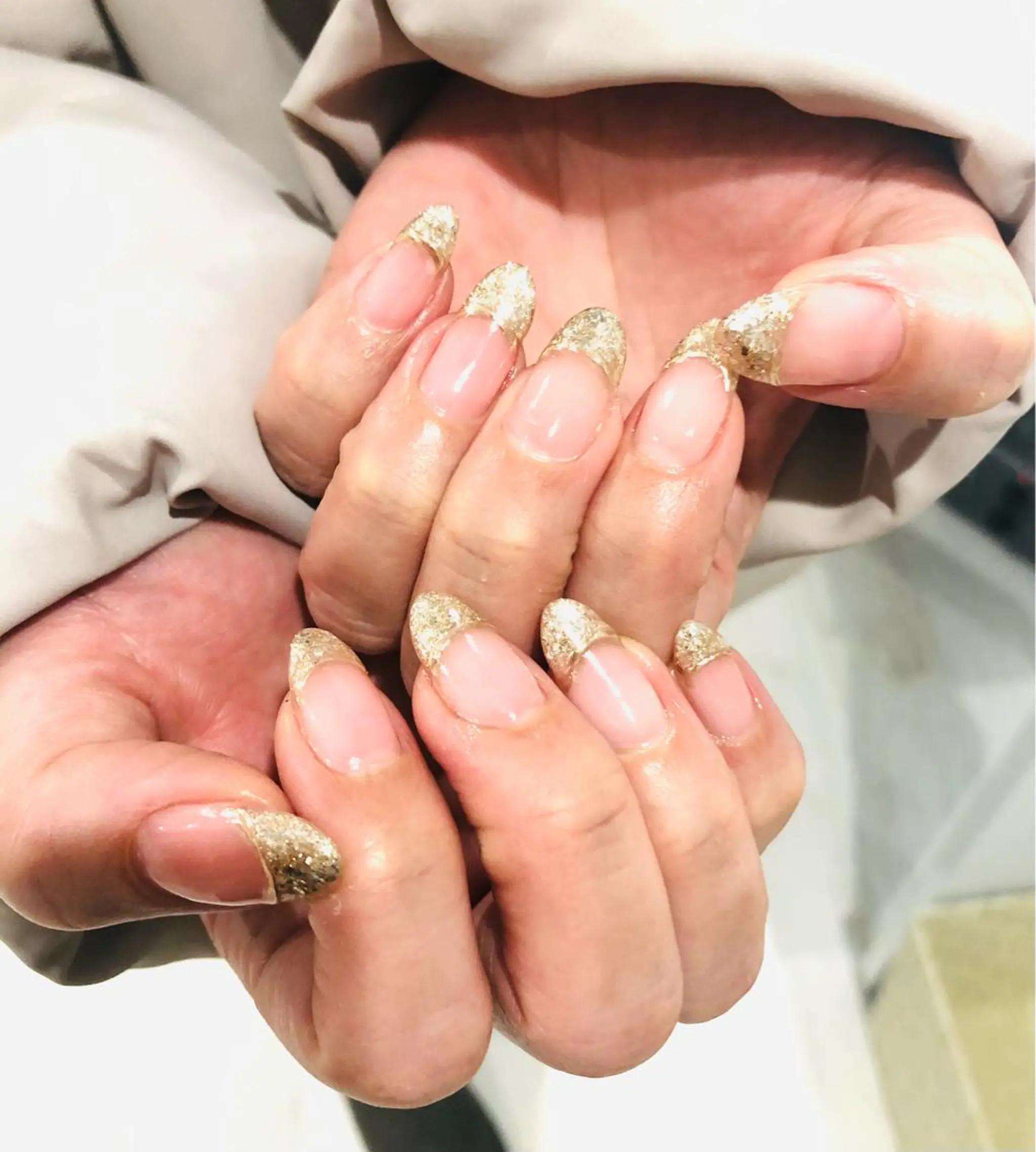 ネイル フレンチネイル ラメ(グリッター) ミラーネイル Ｈ3（エイチスリー）所属・H3 hitoのネイルデザイン