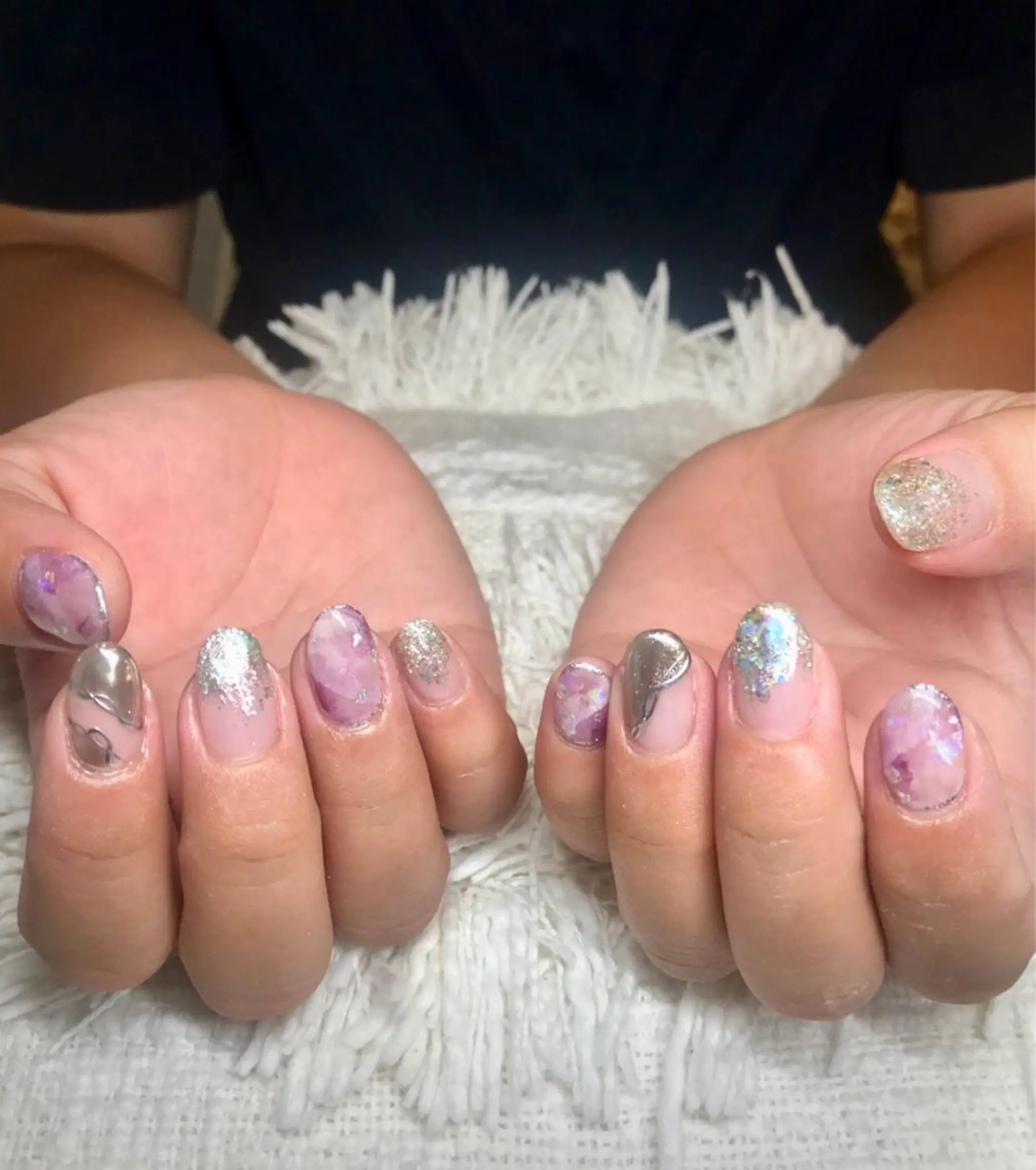 ショート パーマ ネイル ミラーネイル nail&eye Aoのマツエク・マツパデザイン
