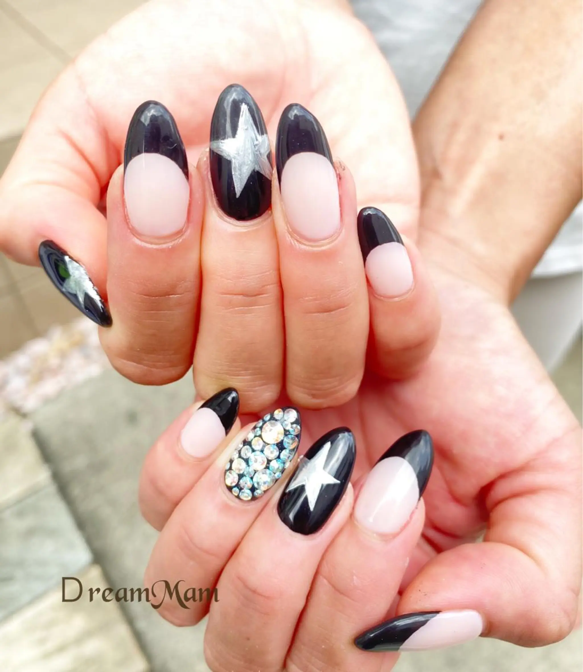 ネイル フレンチネイル ジェルネイル ガラスフレンチ グリーン 大理石ネイル(マーブル) Nail Salon Ｄream Mamのネイルデザイン