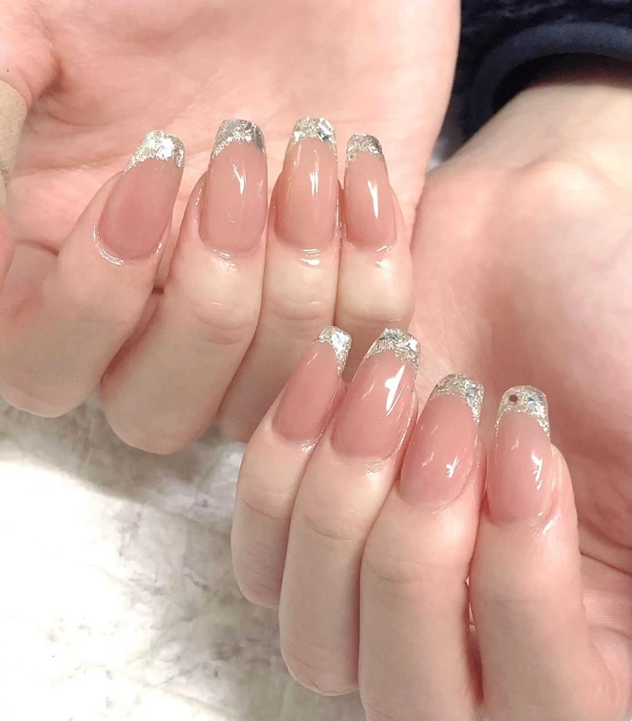 ネイル フレンチネイル ガラスフレンチ ハンドネイル フットネイル yochi nailのネイルデザイン