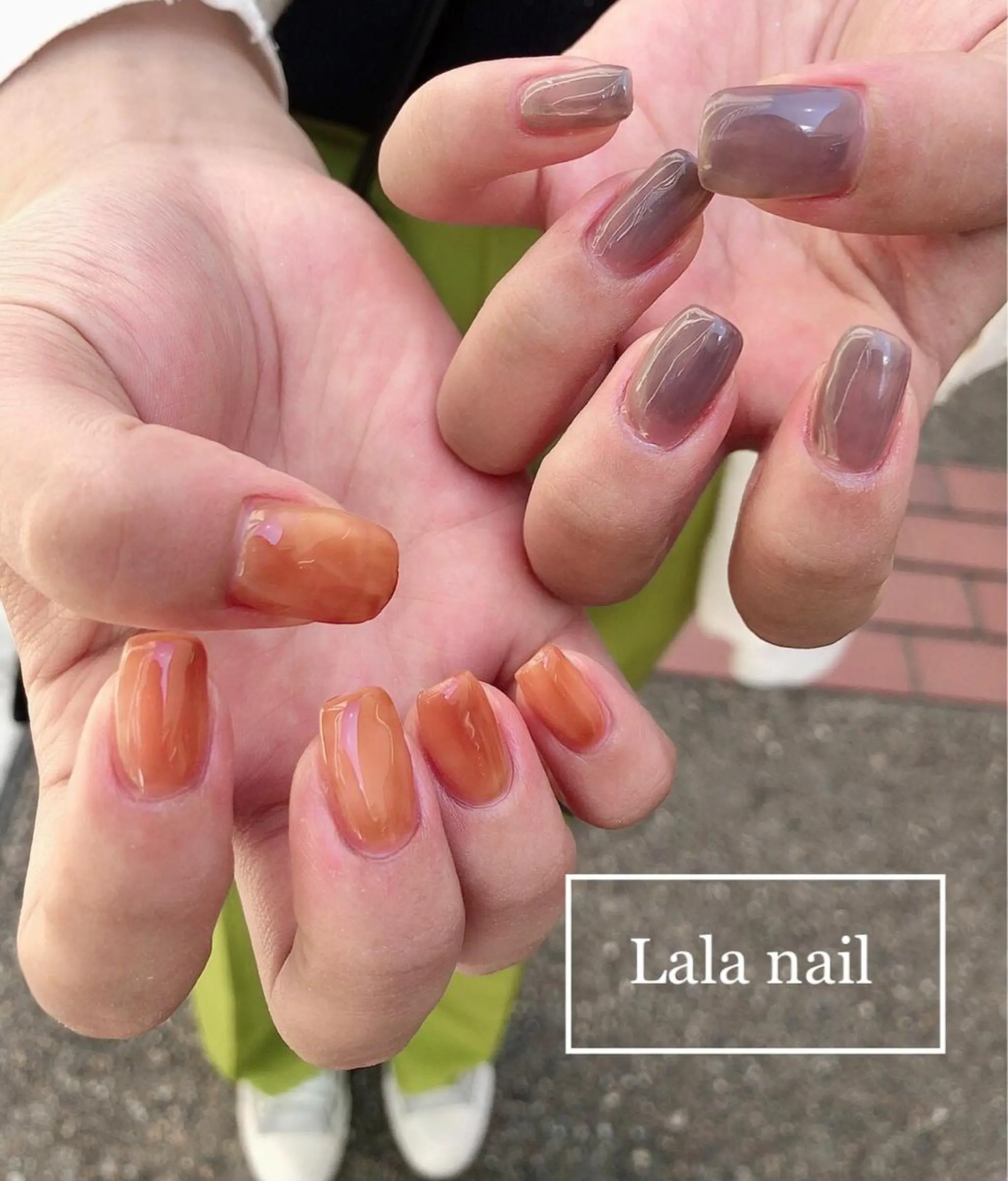 ネイル ブラウン スクエアネイル Lala nailのネイルデザイン