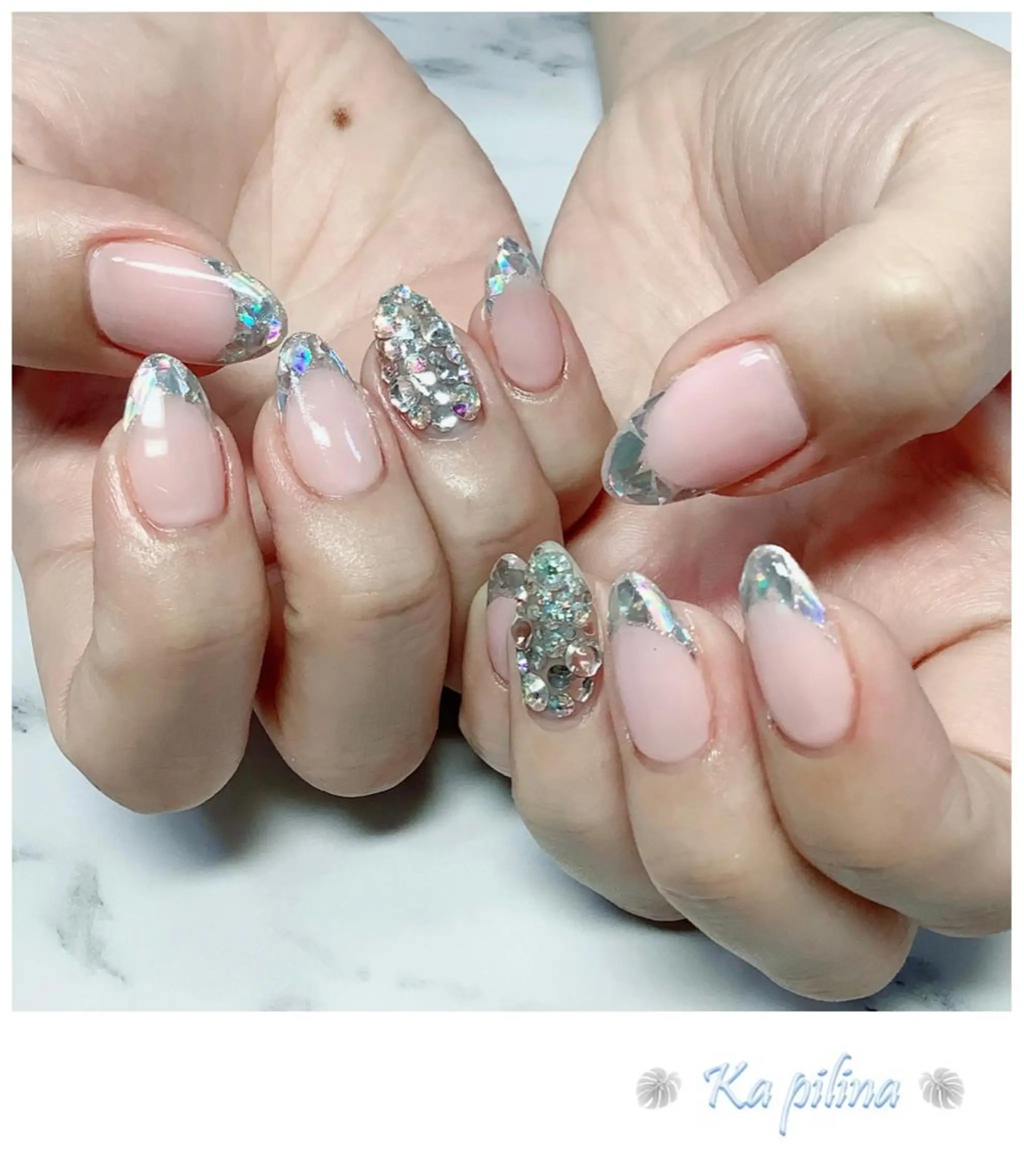 ネイル フレンチネイル ガラスフレンチ Nail salon Ka pilinaのネイルデザイン