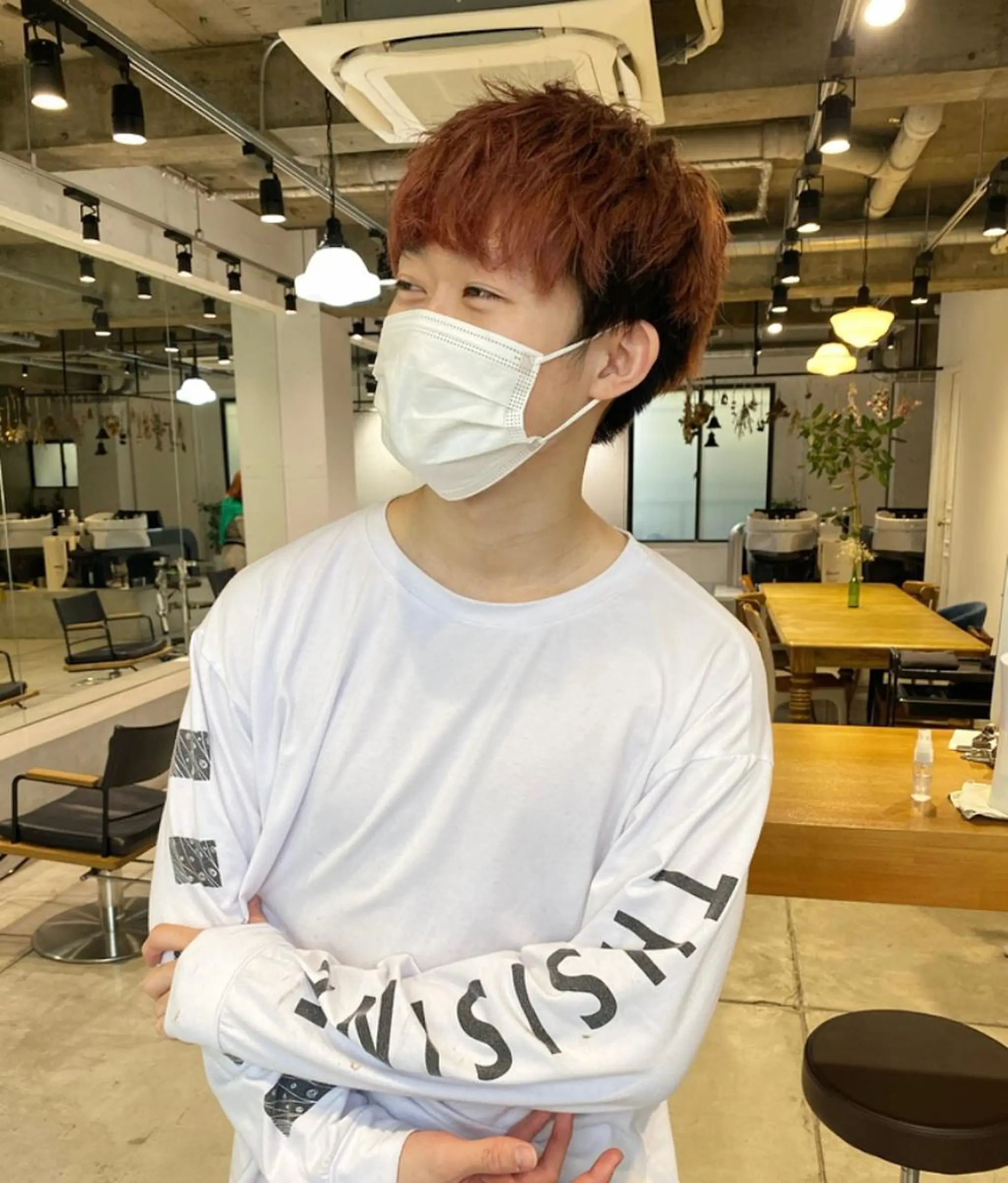 ショート カラー ヘアアレンジ メンズ レッドカラー メンズパーマの達人 🌟川内絵人のヘアスタイル