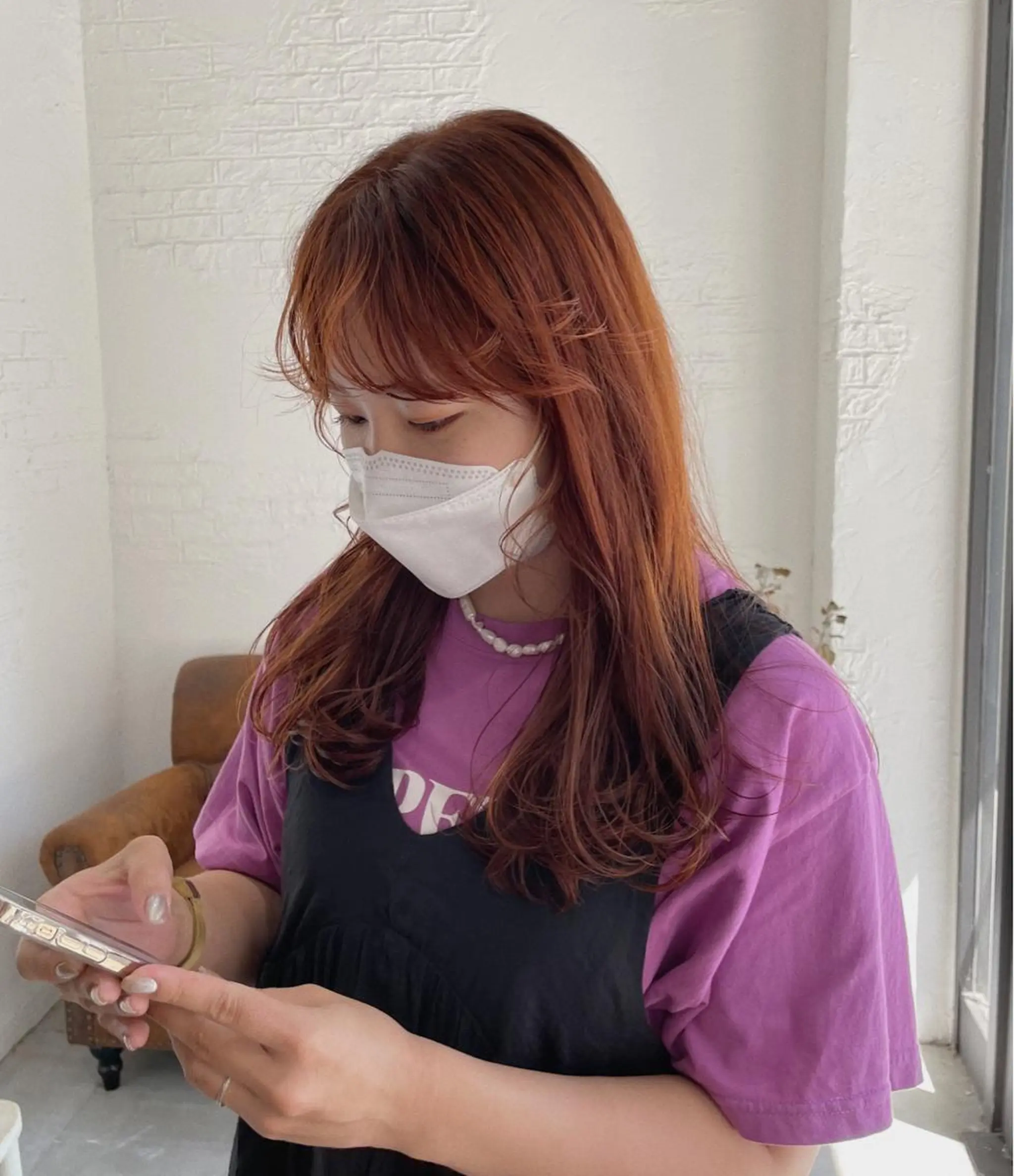 ロング ハイライト 髪質改善 韓国風ヘア レイヤーカット 縮毛矯正 ヨシムラ リオのヘアスタイル