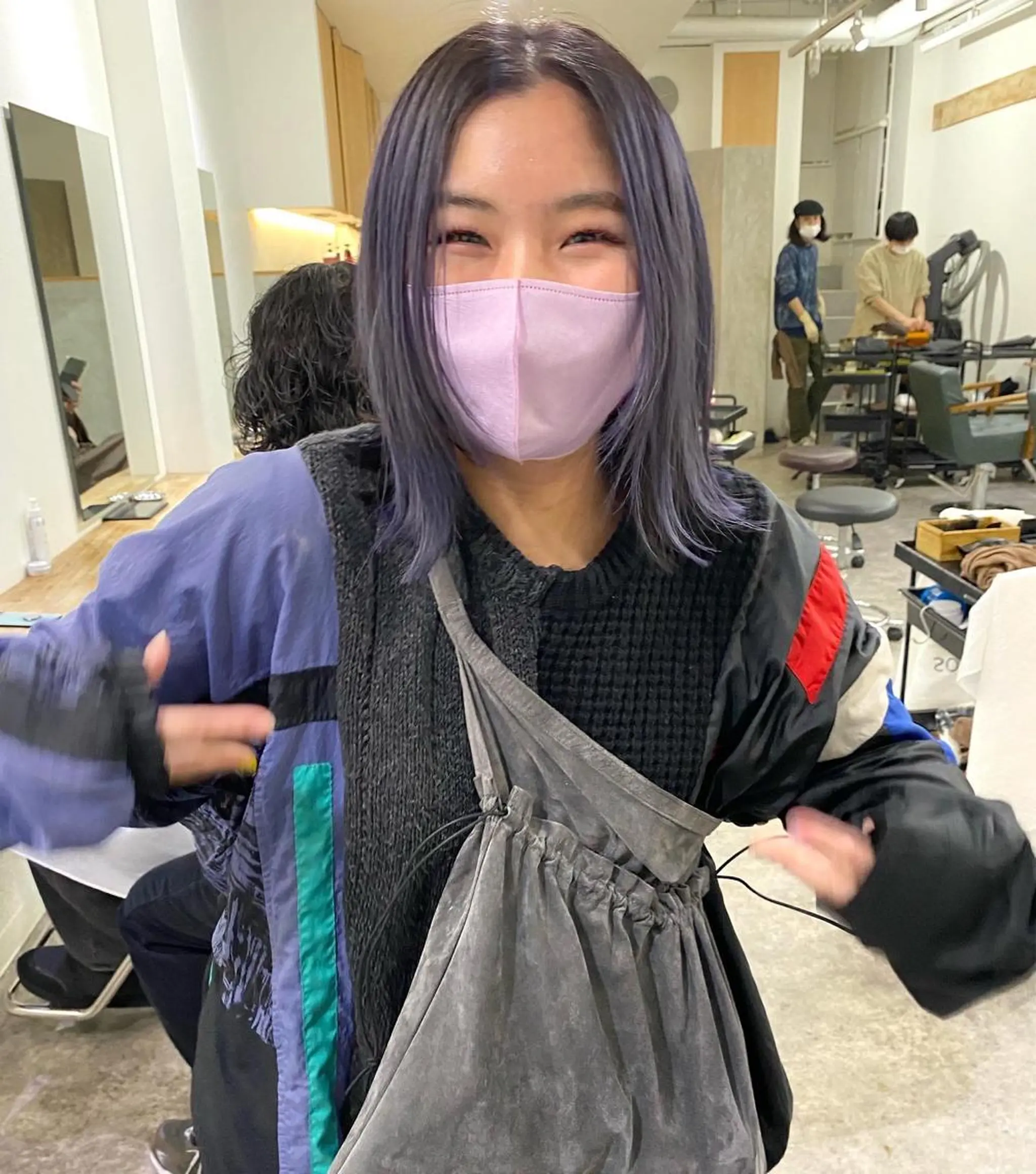 ミディアム カラー ブリーチ ラベンダーカラー パープルカラー ヘアカラー 森貴裕/ベージュ/ パーマ/オリーブのヘアスタイル