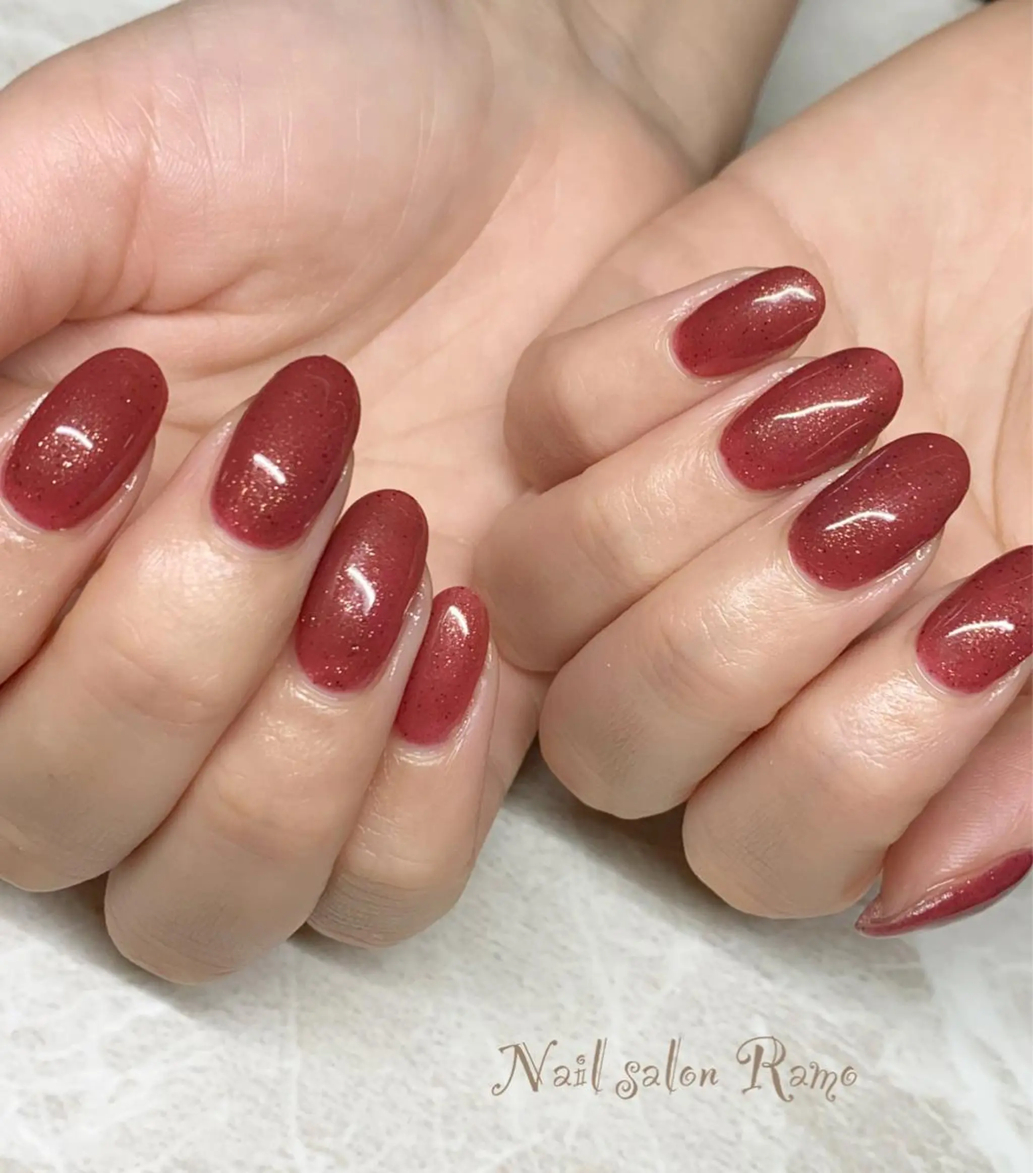 ネイル アートネイル ブルー ジェルネイル ワンカラーネイル パラジェル Nail salon Ramo所属・松田 祥子のネイルデザイン